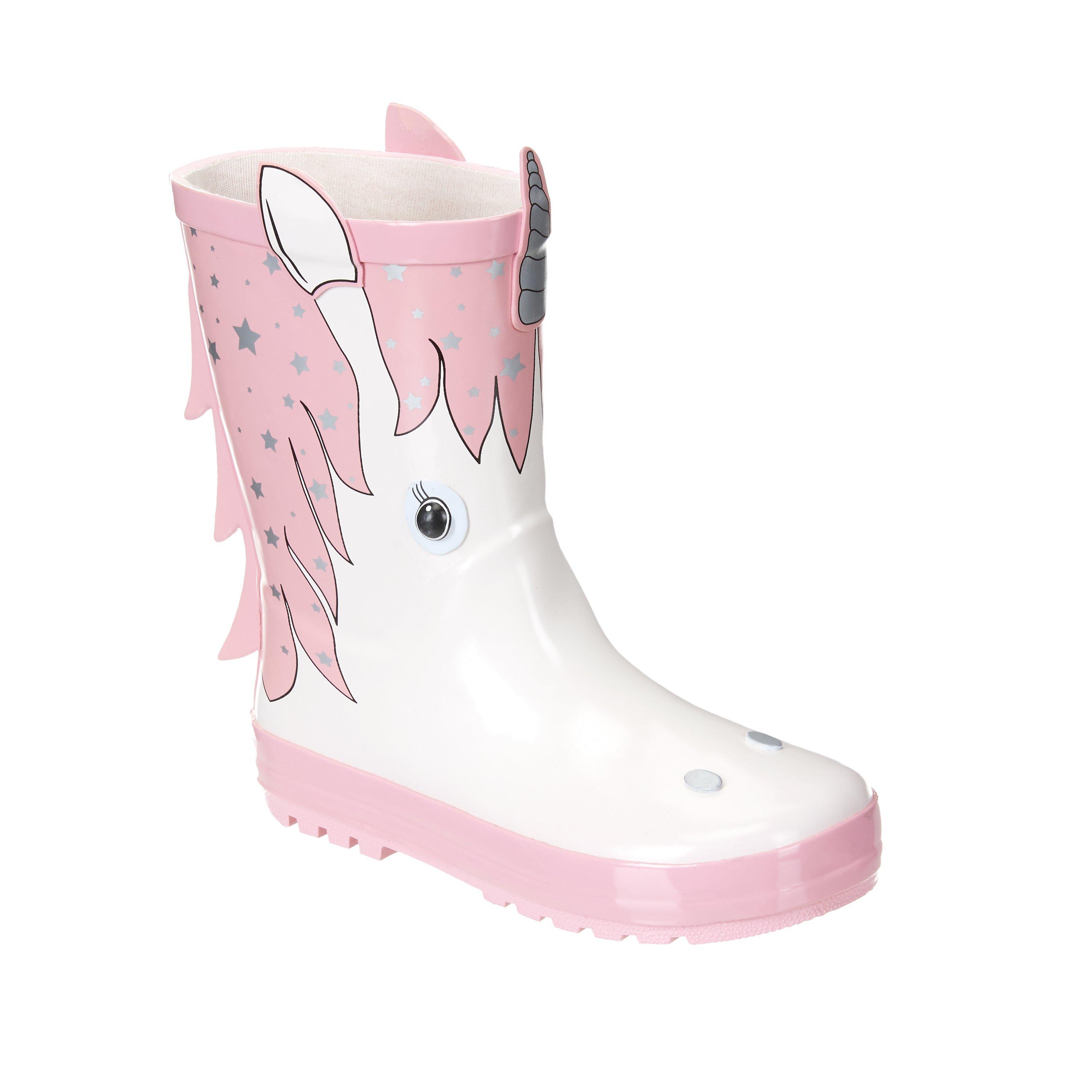 John Lewis & Partners Children's 3D Unicorn Wellington Boots, Pink/White