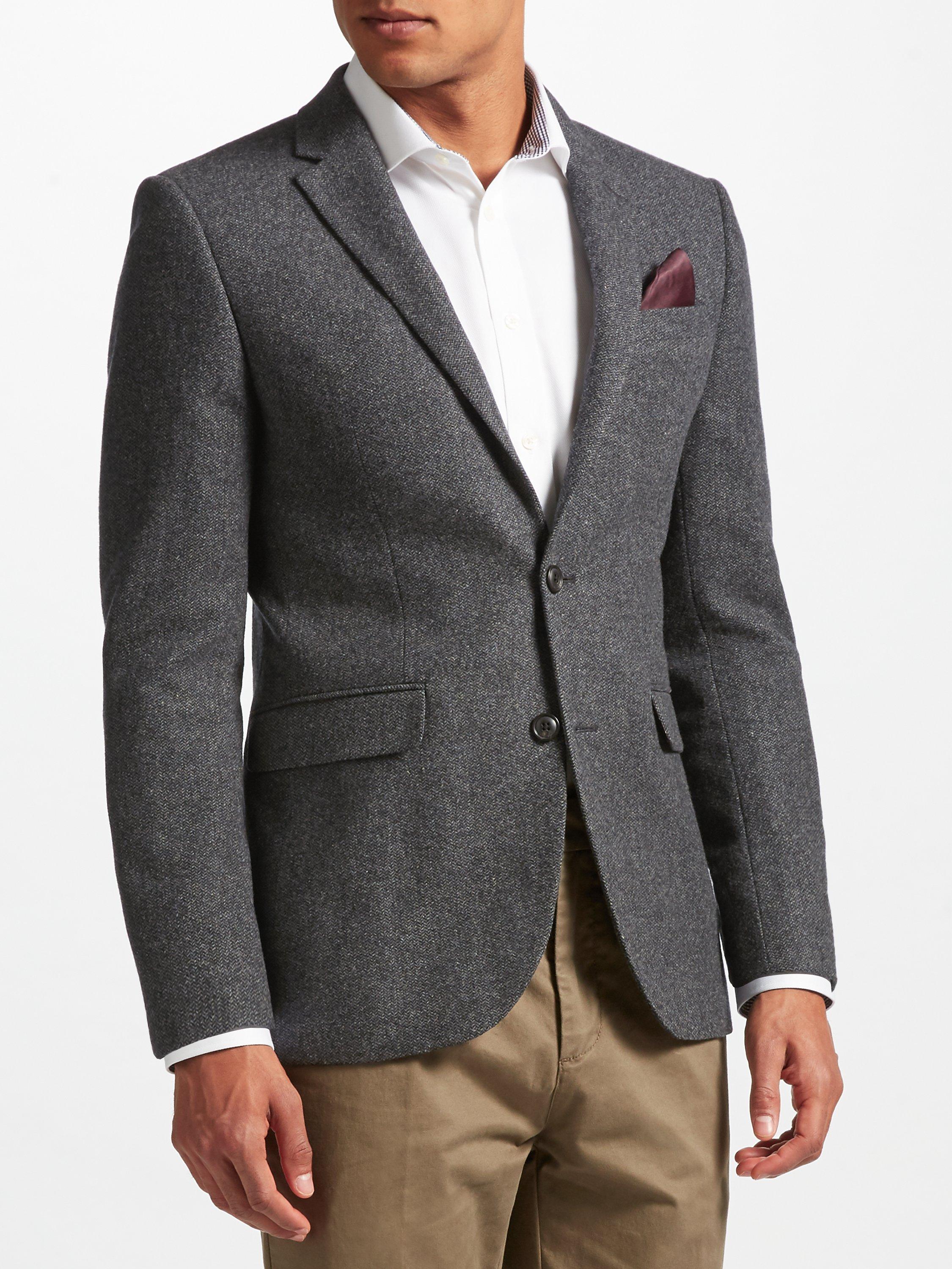 John Lewis Partners Herringbone Jacket Grey