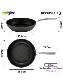 Eaziglide Neverstick3 Professional Non-Stick Open Frying Pan - view 2, Grey