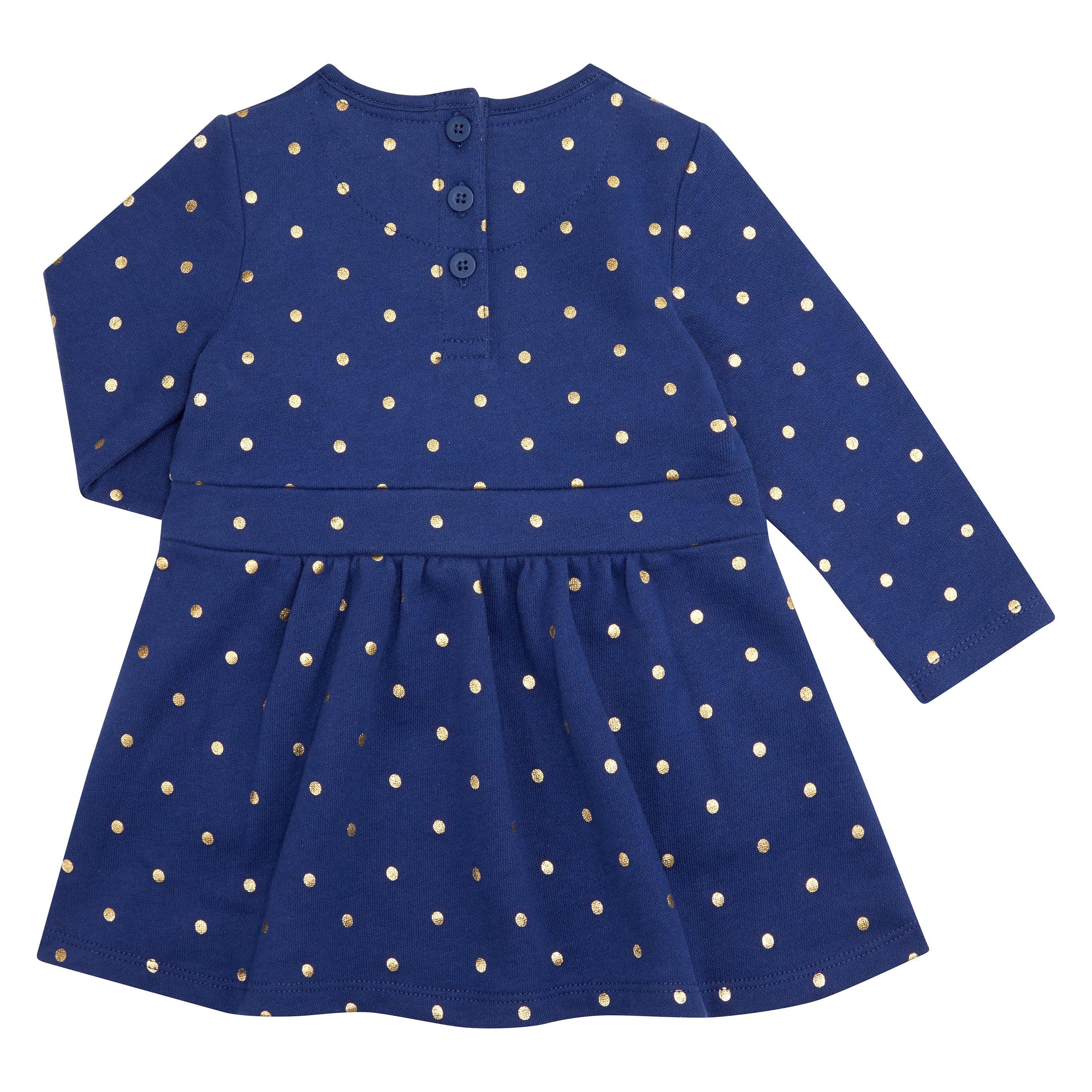 John Lewis Baby Polka Dot Dress Navy