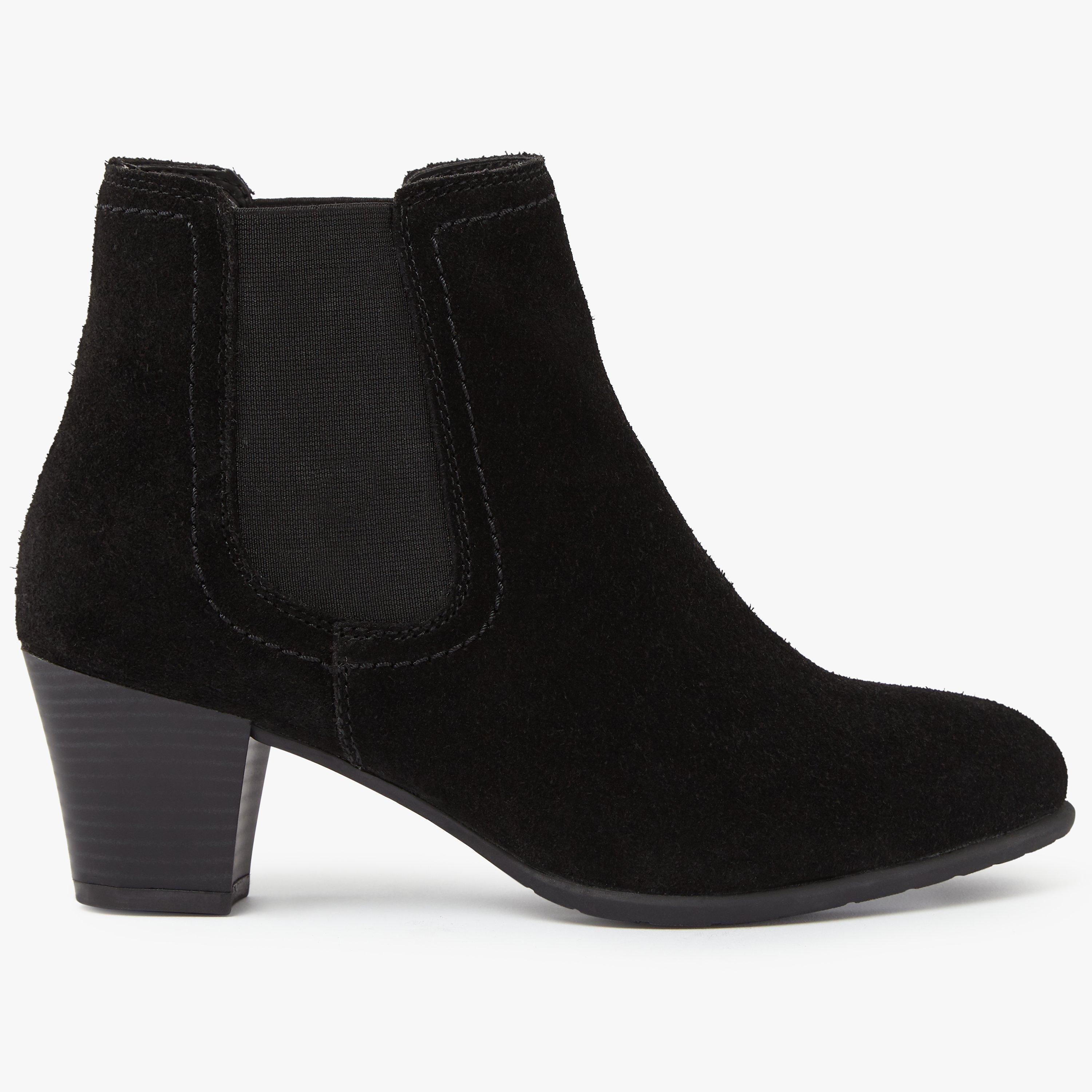 John Lewis Partners Faith Block Heeled Ankle Chelsea Boots Black Suede