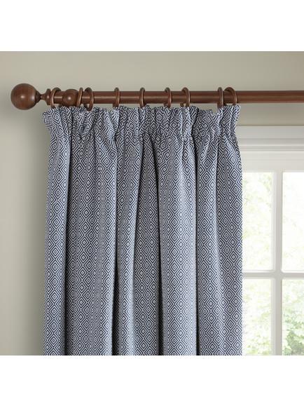 John Lewis Mara Diamond Weave Pair Lined Pencil Pleat Curtains, Indian Blue