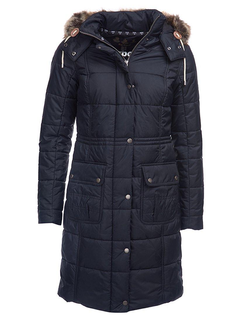 Barbour Winterton Long Baffle Quilted Coat Black