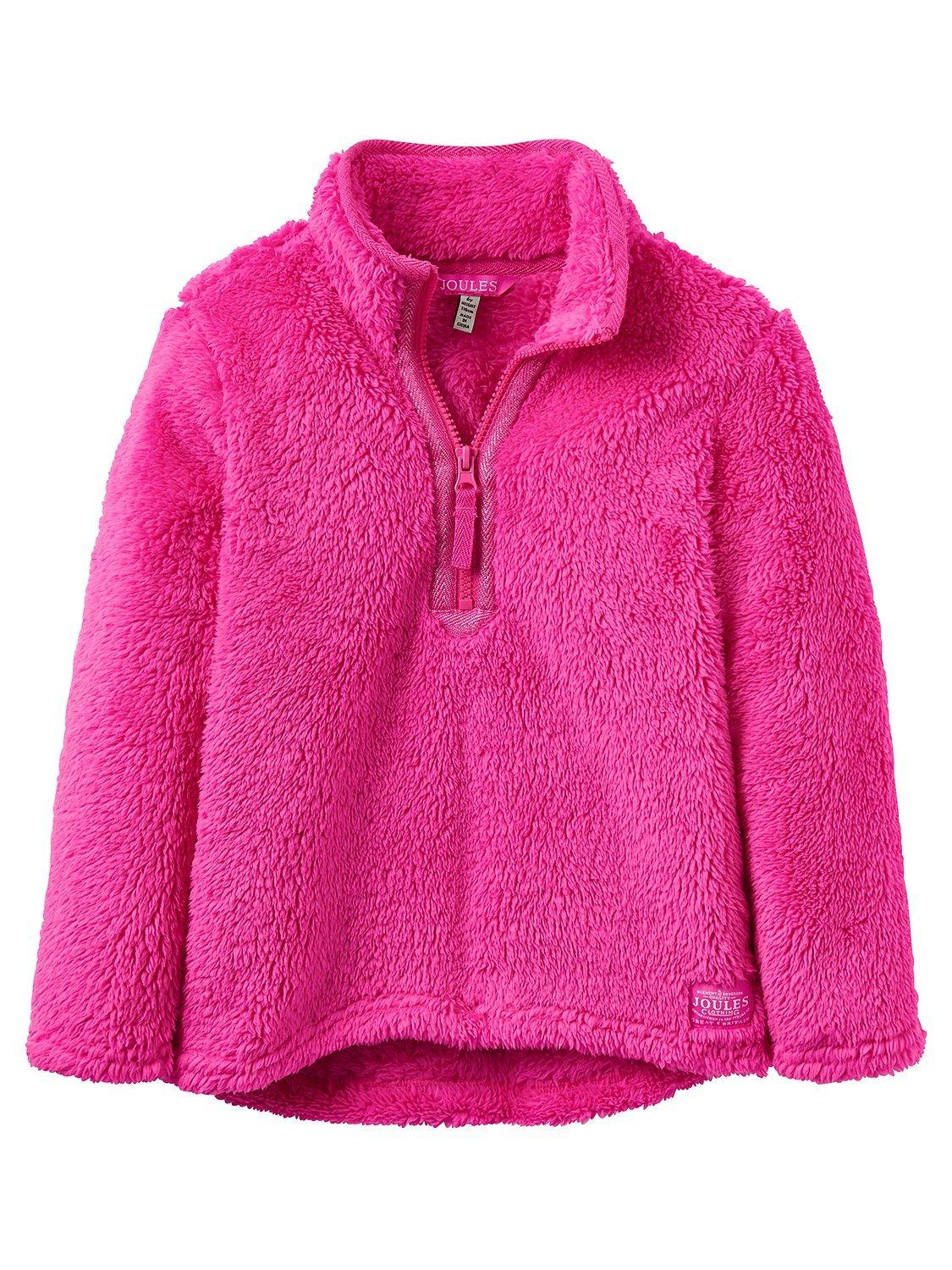 Little Joule Girls Fluffy Half Zip Fleece Pink