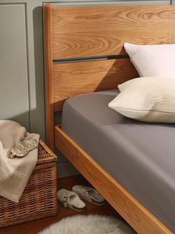 John Lewis Crisp & Fresh Egyptian Cotton Percale 200 Thread Count Fitted Sheet - view 2, Cool Grey