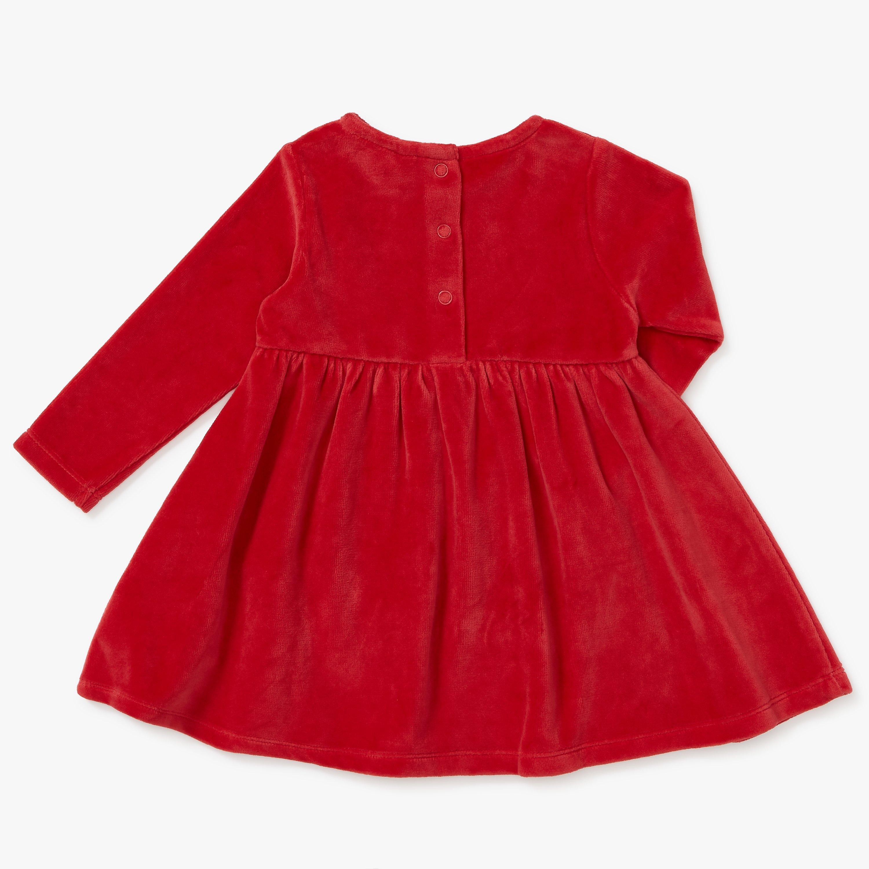 John Lewis Baby Christmas Border Dress Red