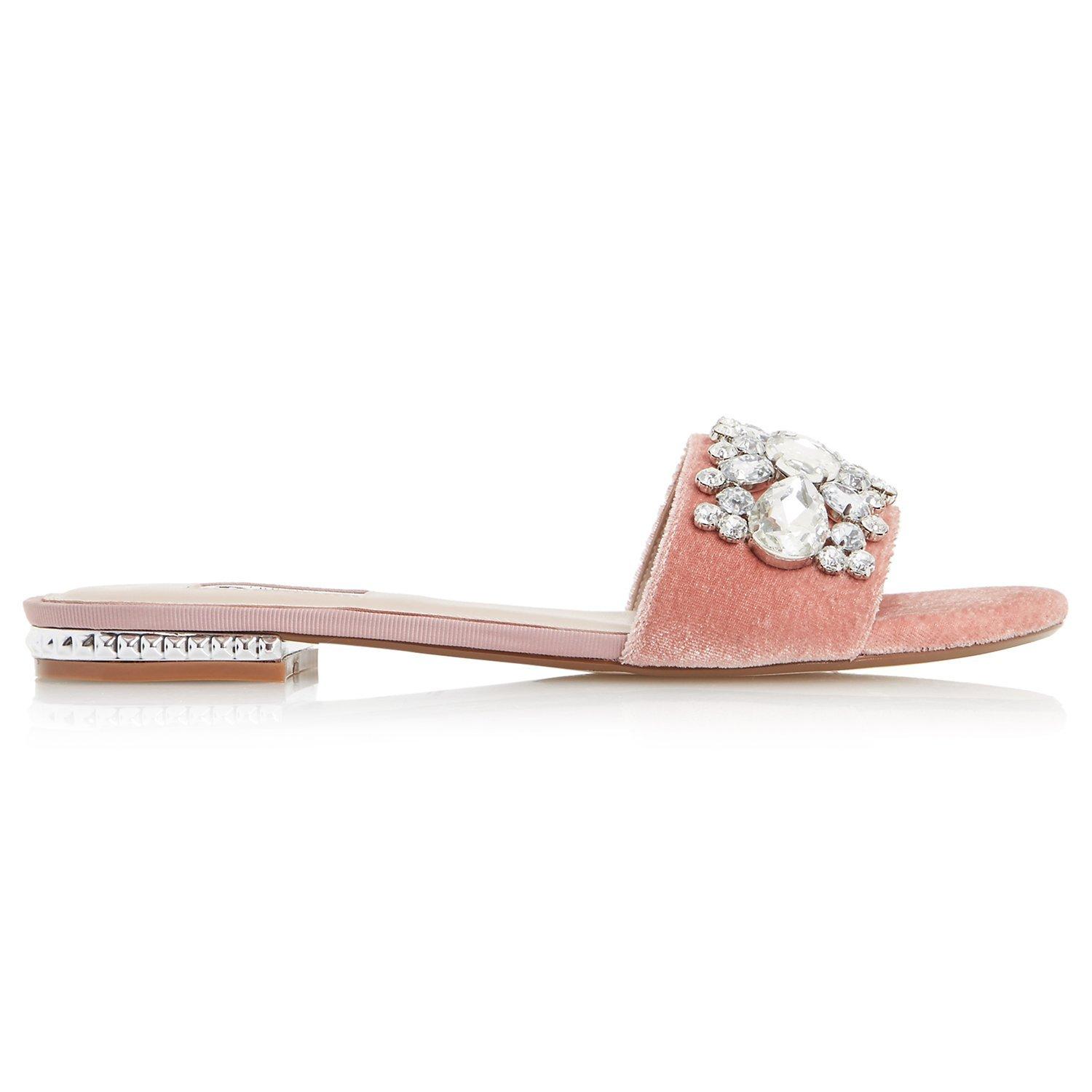 Dune Novella Jewelled Slider Sandals, Blush