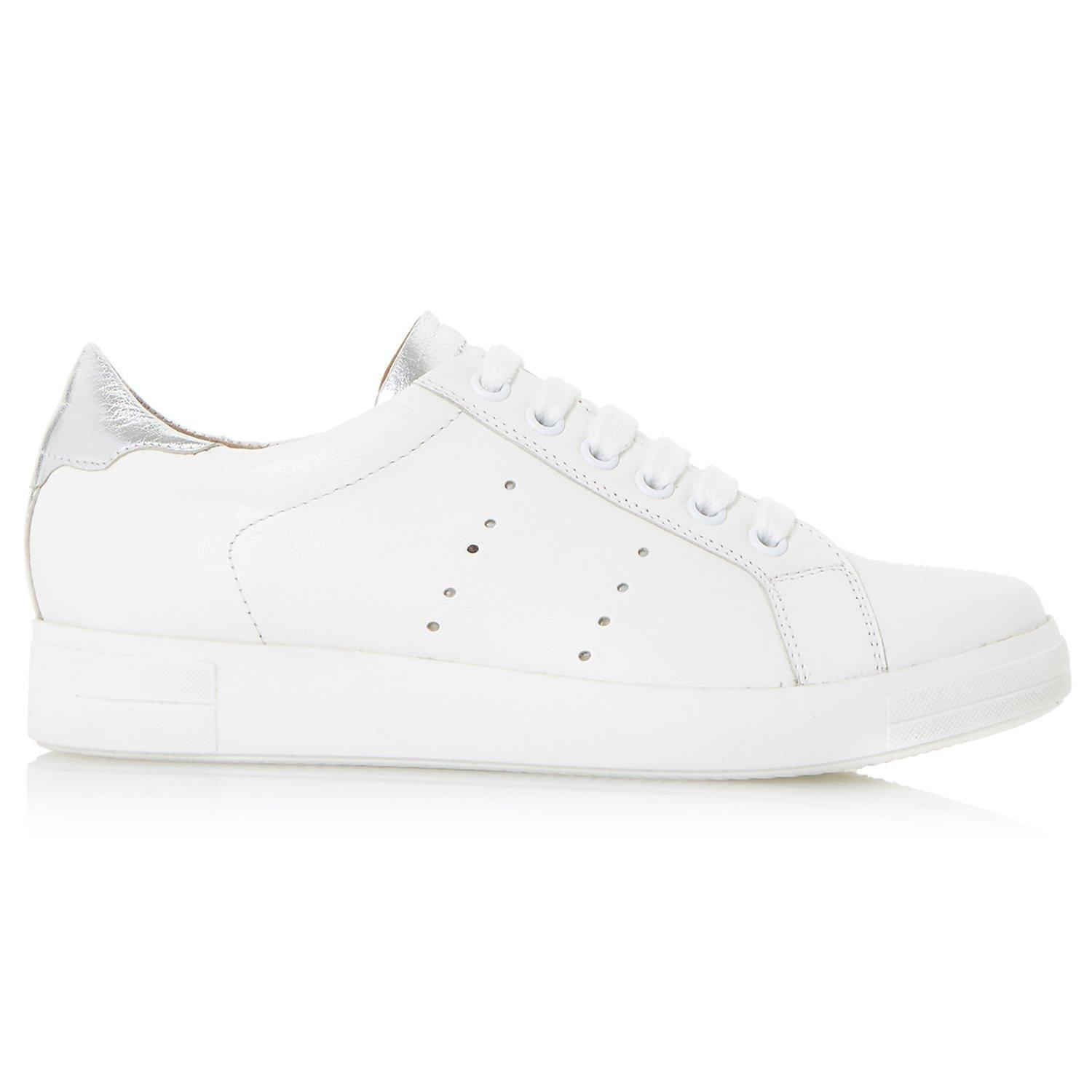 Dune Equel Lace Up Trainers, White Leather 