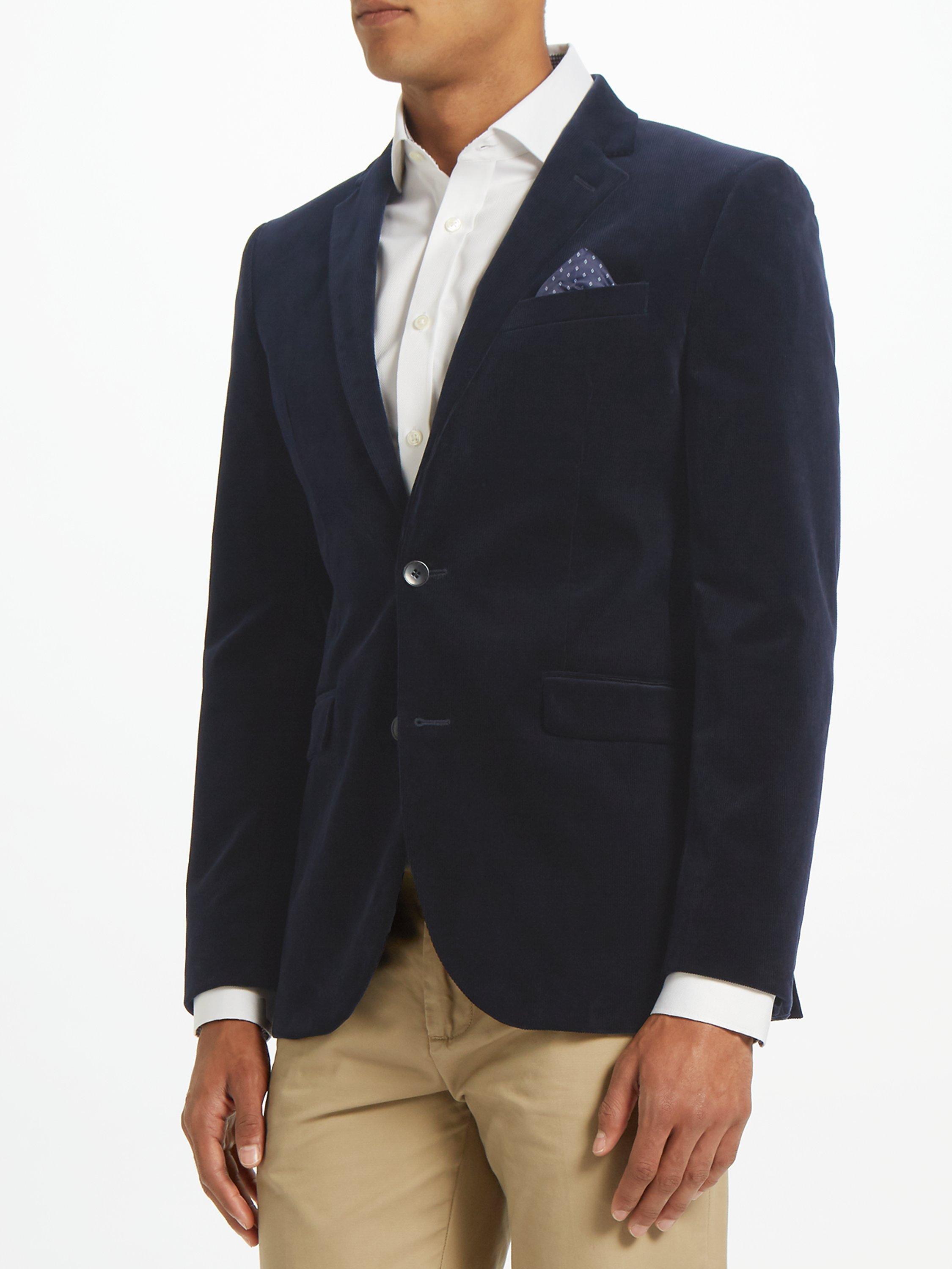 John Lewis & Partners Stretch Cord Tailored Blazer, Navy