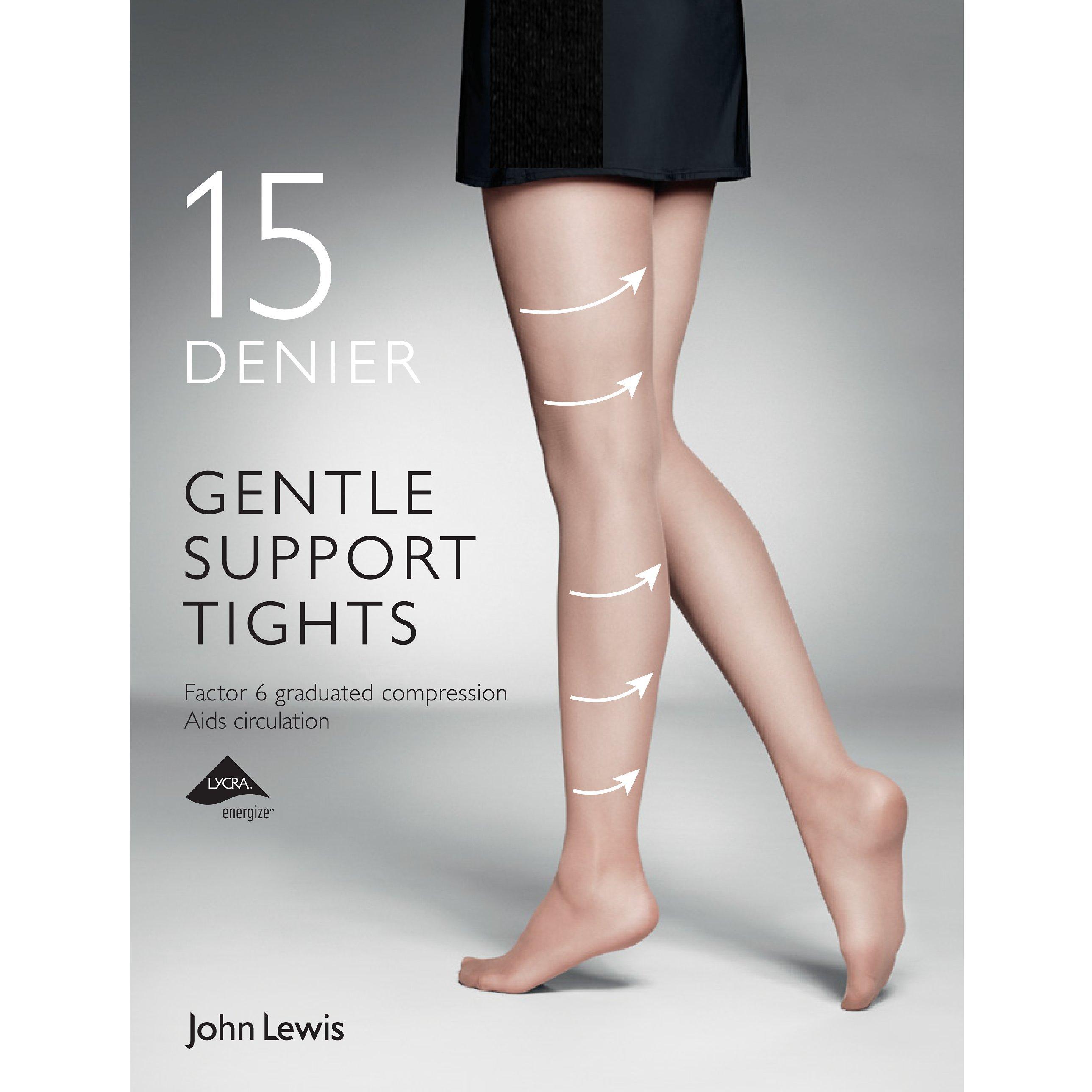 John Lewis 15 Denier Gentle Support Tights, Nearly Black, L