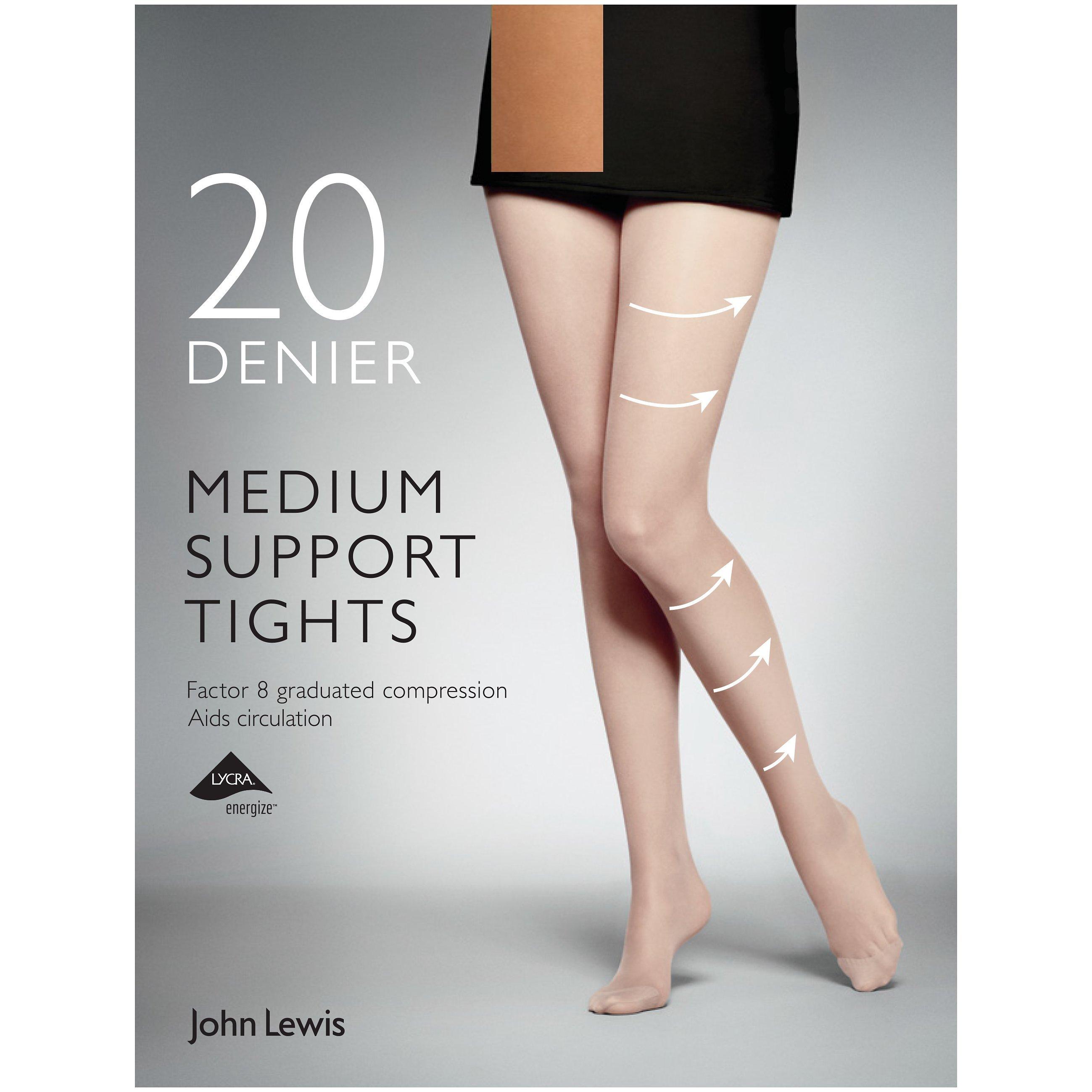 John Lewis 20 Denier Medium Support Tights, Pack of 1, Natural Tan