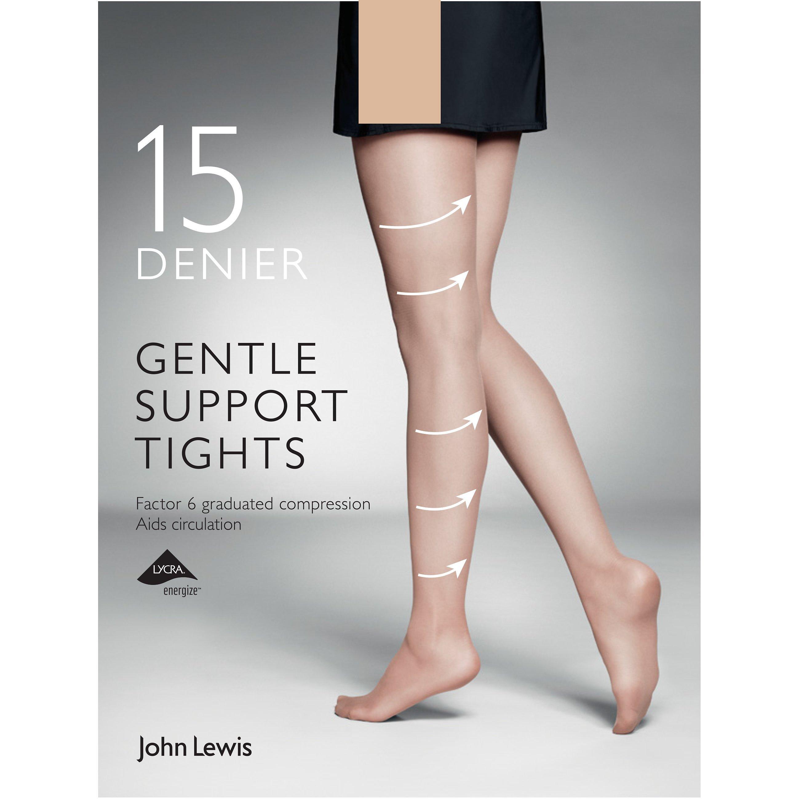 John Lewis 15 Denier Gentle Support Tights, Natural Tan, S