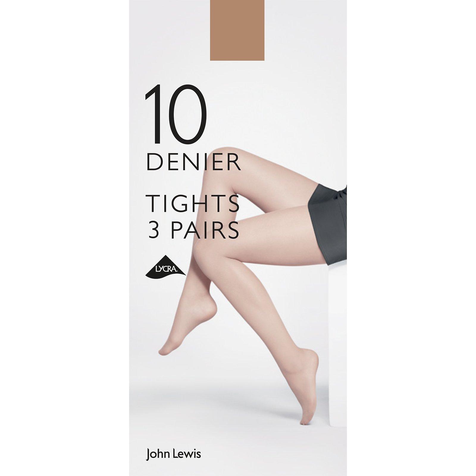 John Lewis 10 Denier Tights, Pack of 3