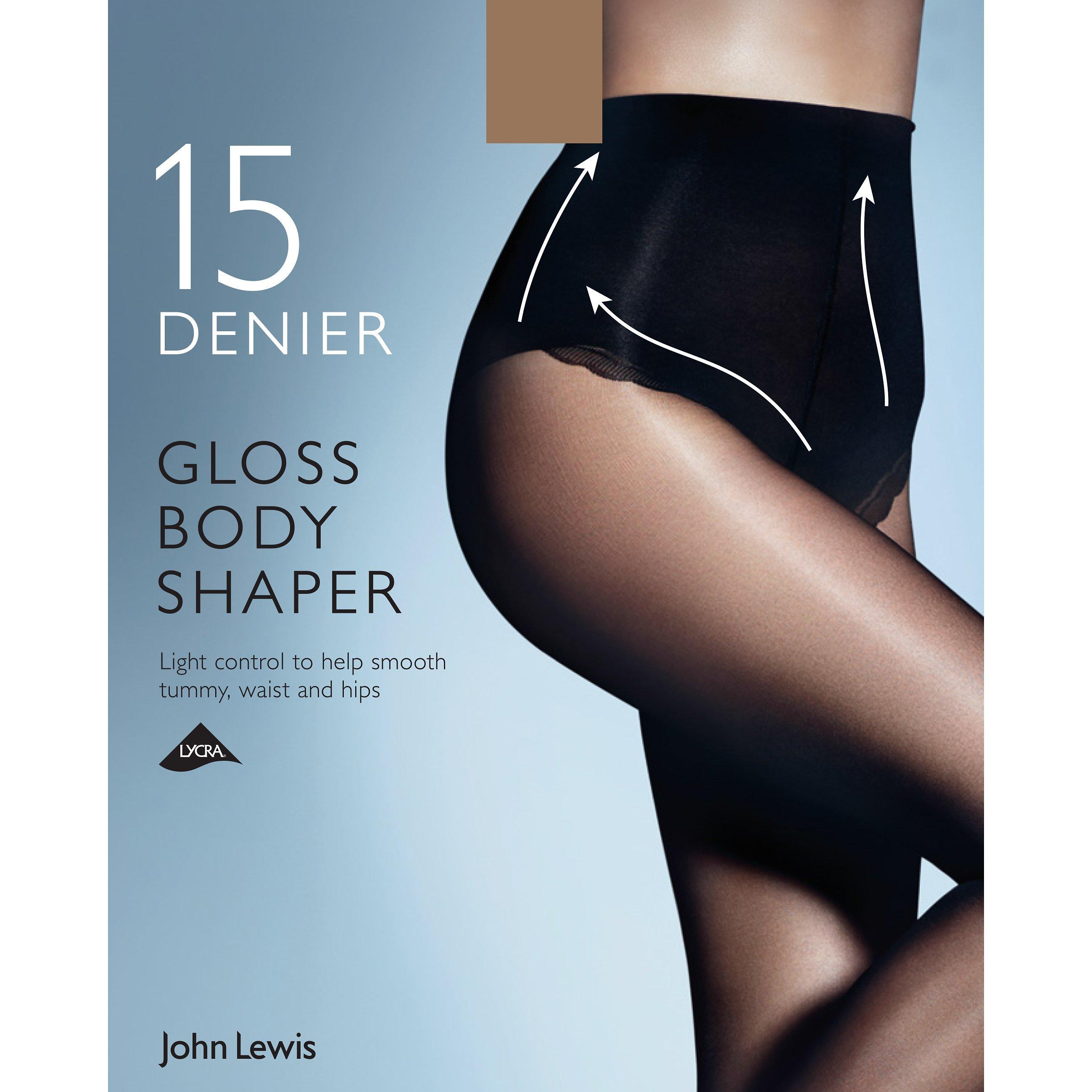 John Lewis 15 Denier Gloss Body Shaper Tights, Natural Tan, S