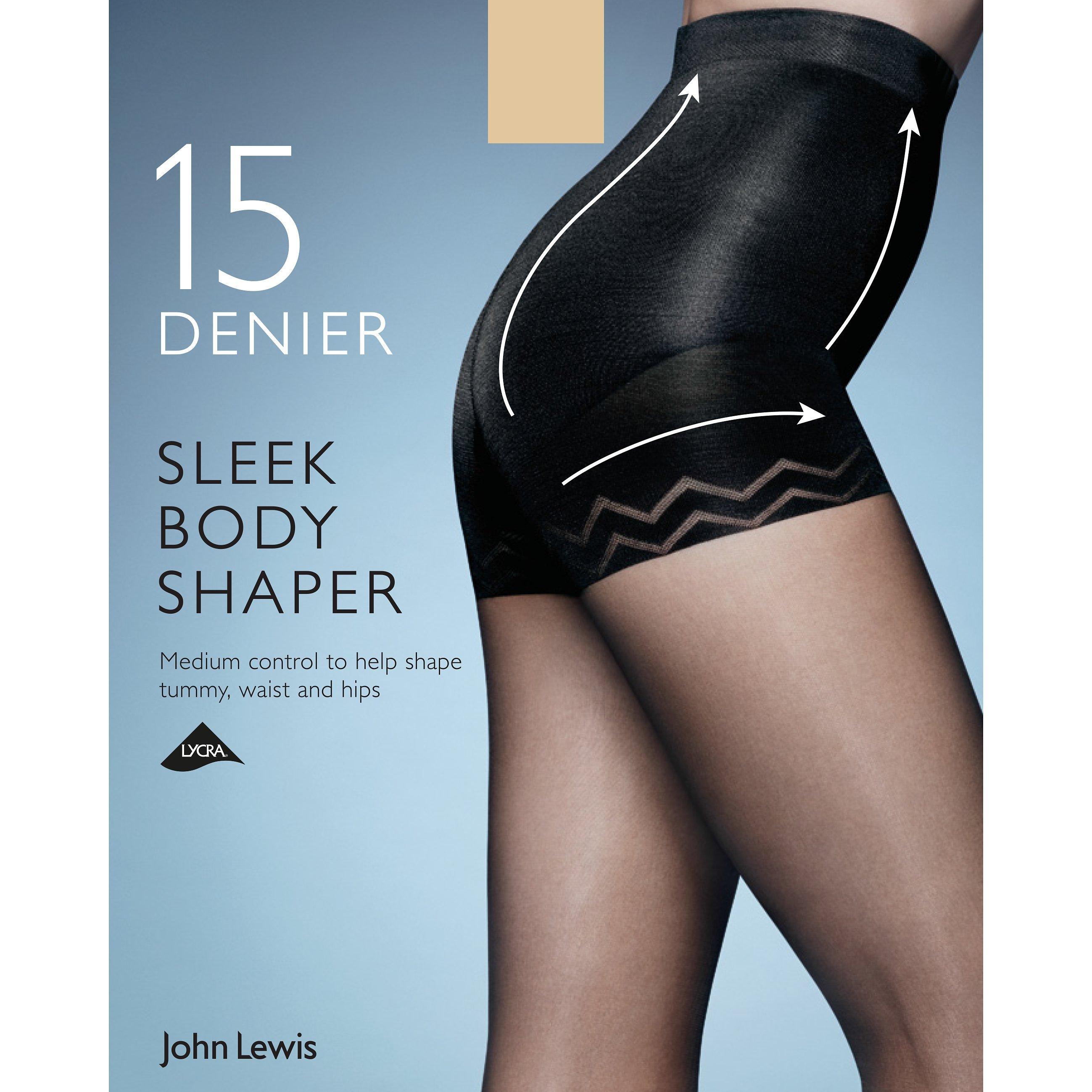 John Lewis 15 Denier Sleek Body Shaper Tights, Natural Tan