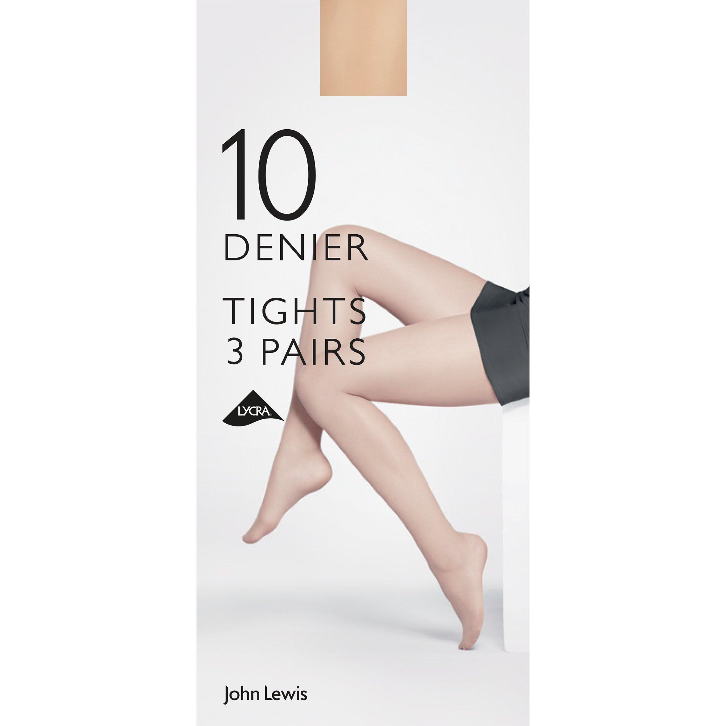 John Lewis 10 Denier Tights, Pack of 3, Nude, S