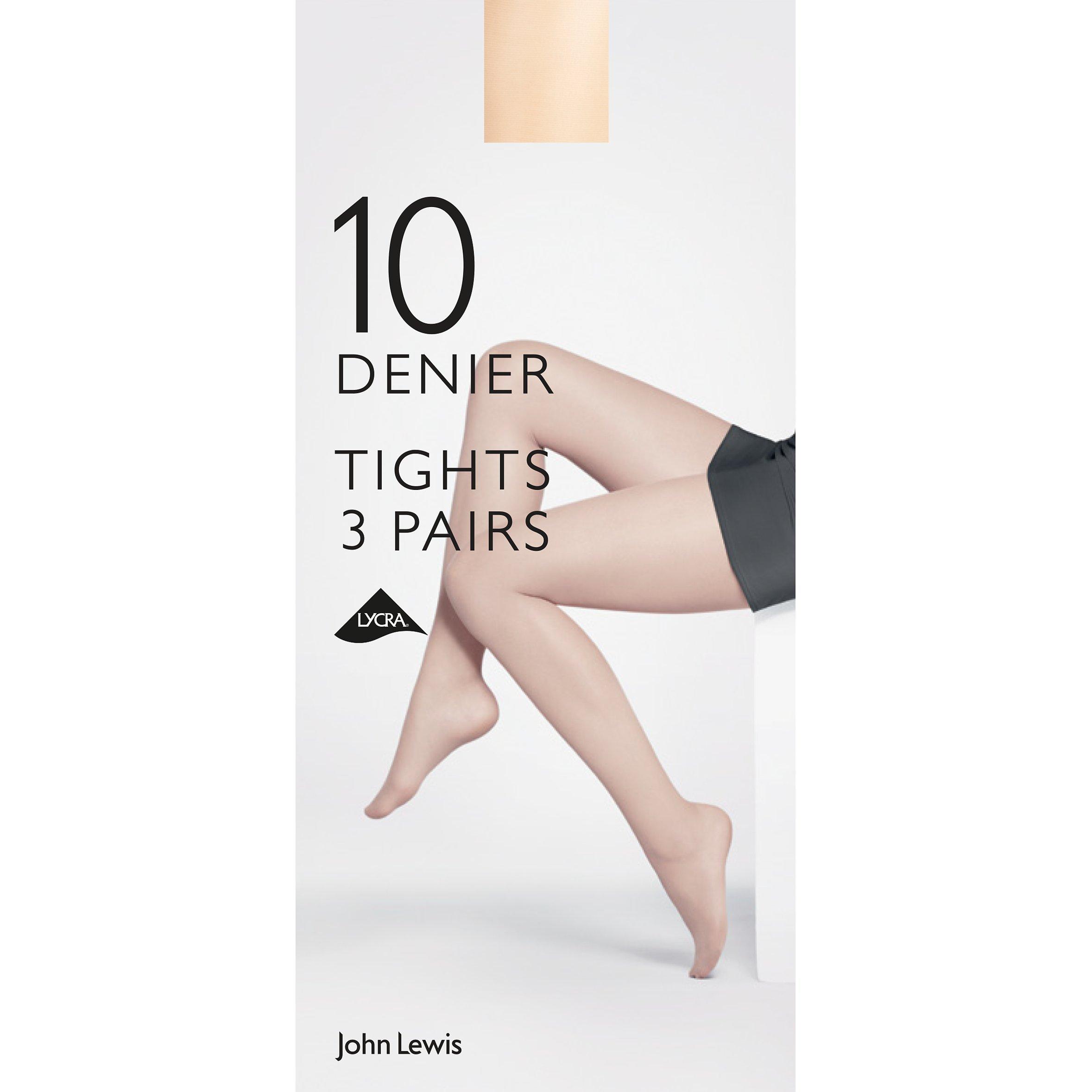 John Lewis 10 Denier Tights, Pack of 3, Natural Tan, XL