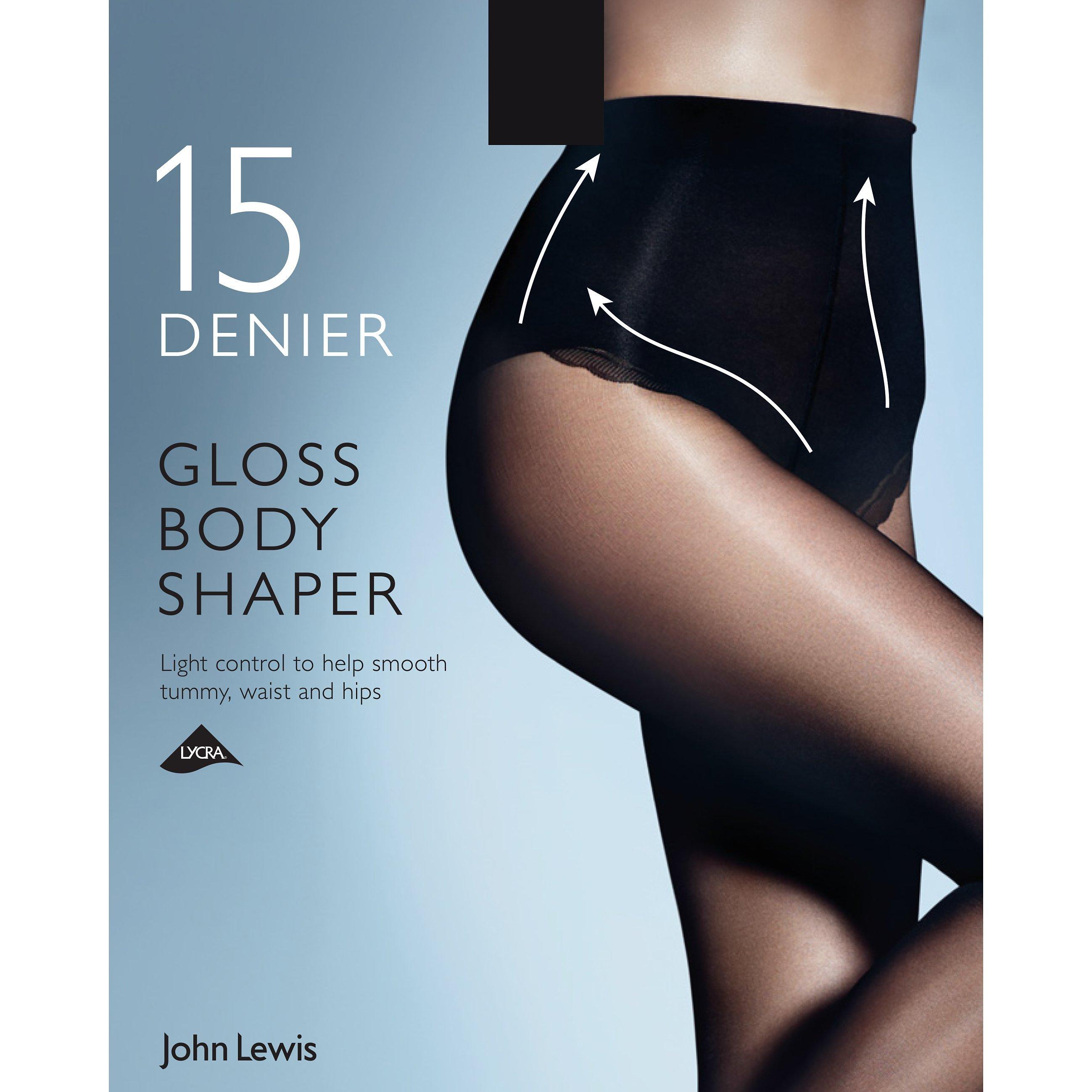 John Lewis 15 Denier Gloss Body Shaper Tights, Black