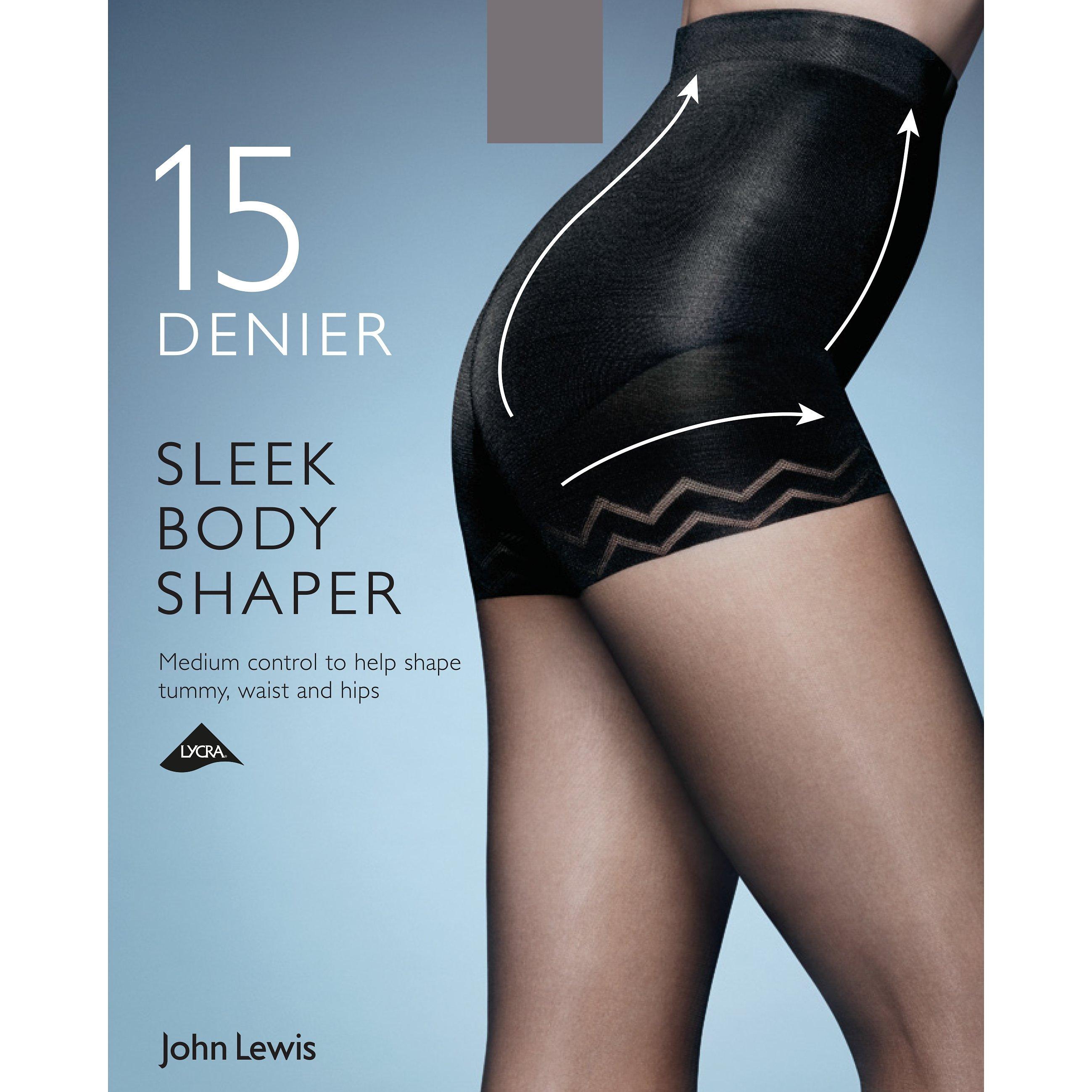 John Lewis 15 Denier Sleek Body Shaper Tights, Pewter, M