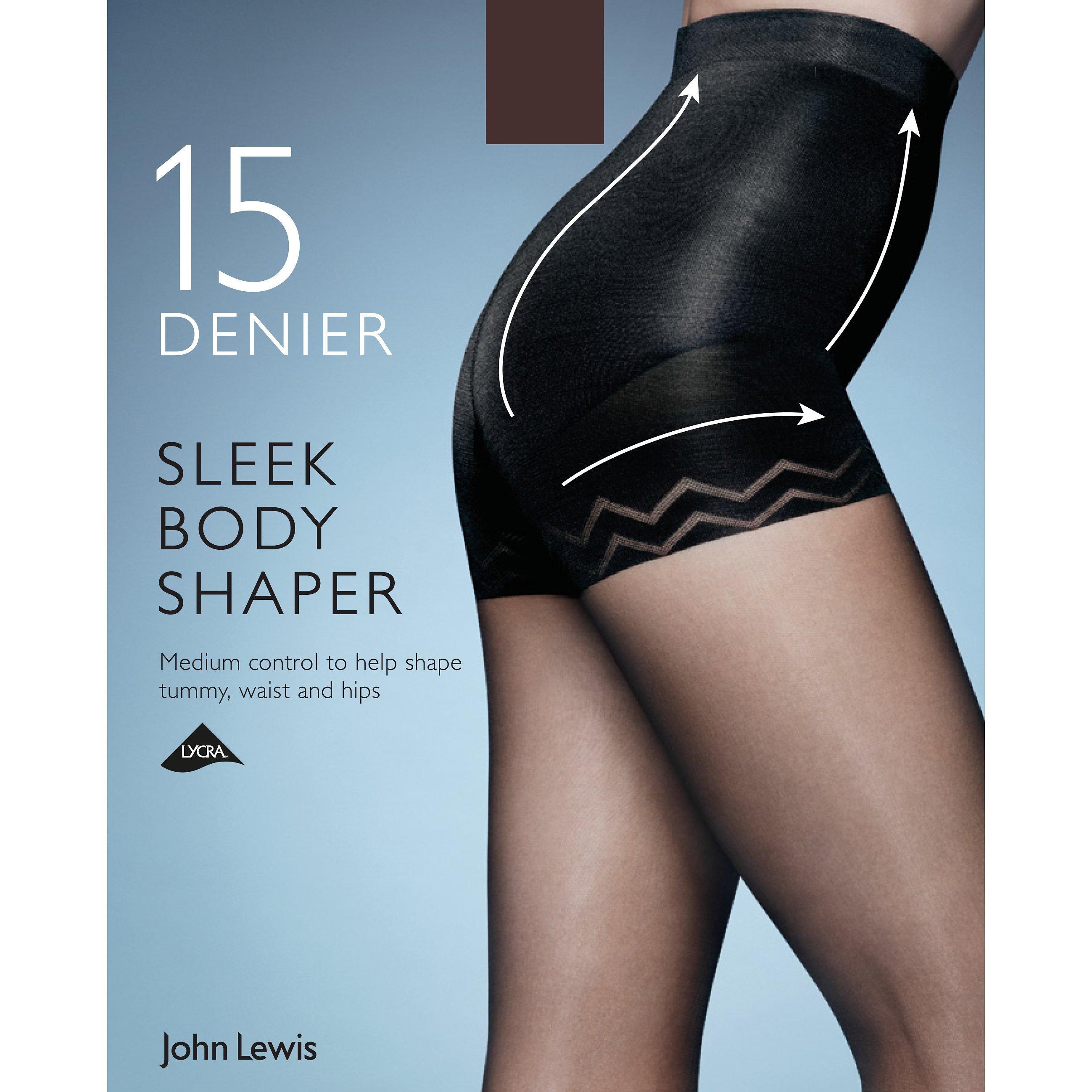 John Lewis 15 Denier Sleek Body Shaper Tights, Sable, M