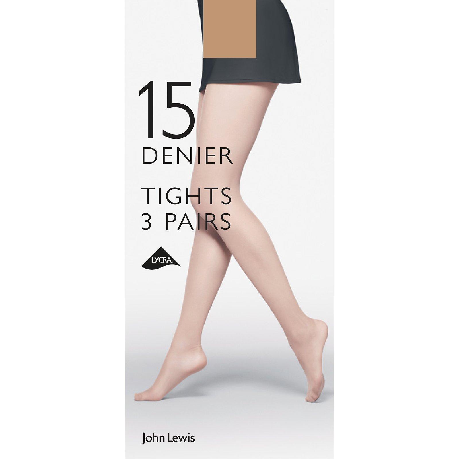 John Lewis 15 Denier Tights, Pack of 3, Nude