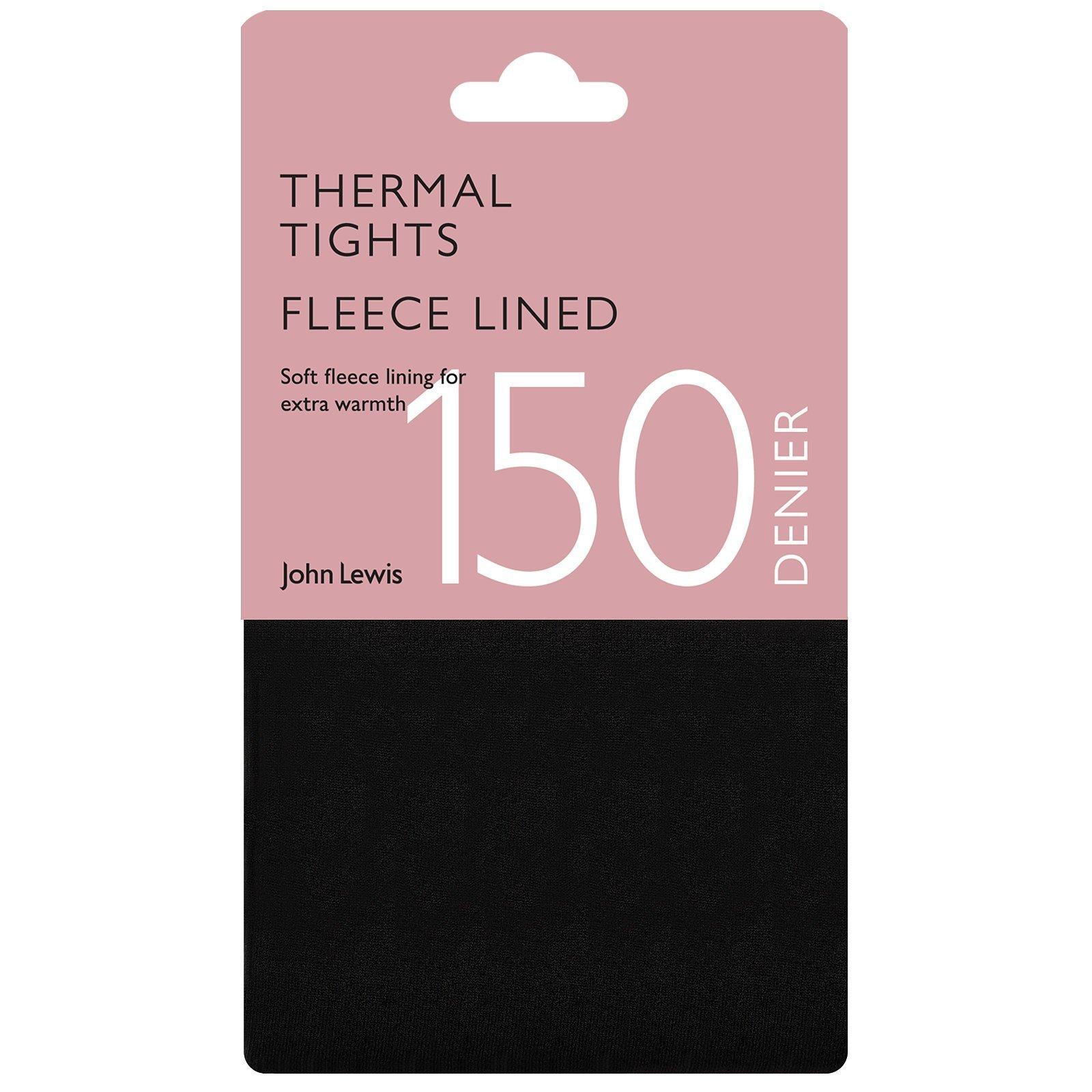 John Lewis 150 Denier Polar Fleece Opaque Thermal Tights, Black