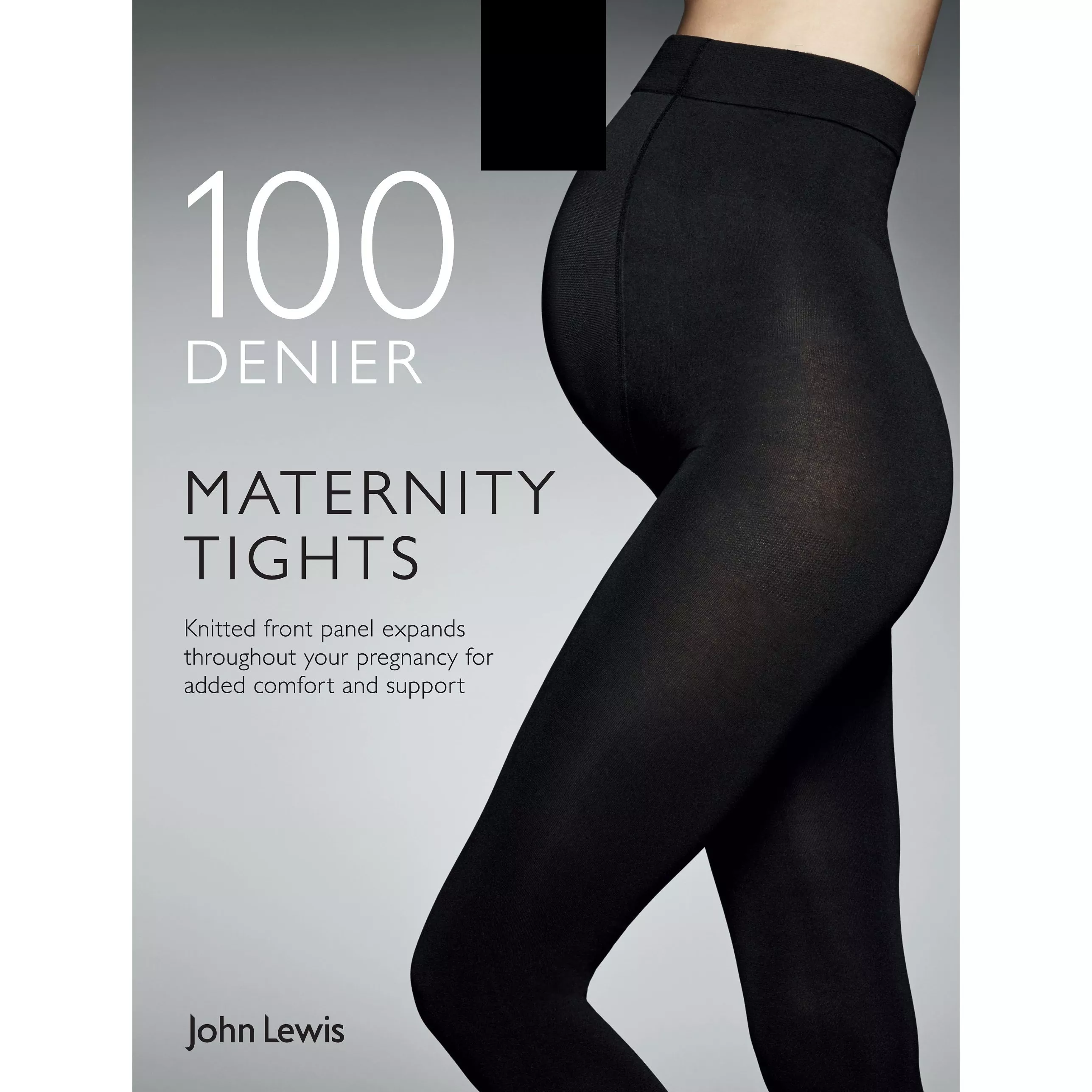 John Lewis 100 Denier Opaque Maternity Tights Black