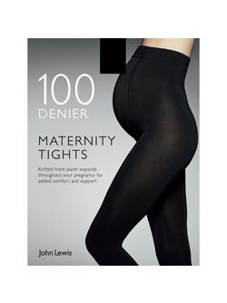 John Lewis 100 Denier Opaque Maternity Tights, Black, Black