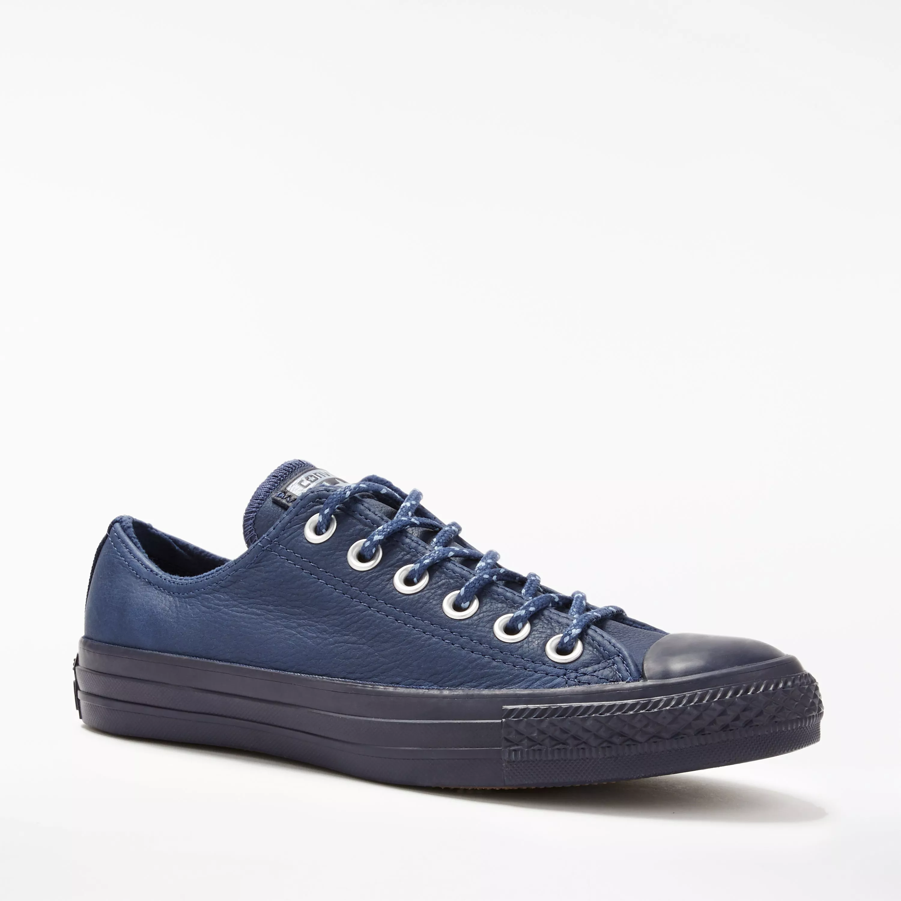 Navy leather converse low best sale