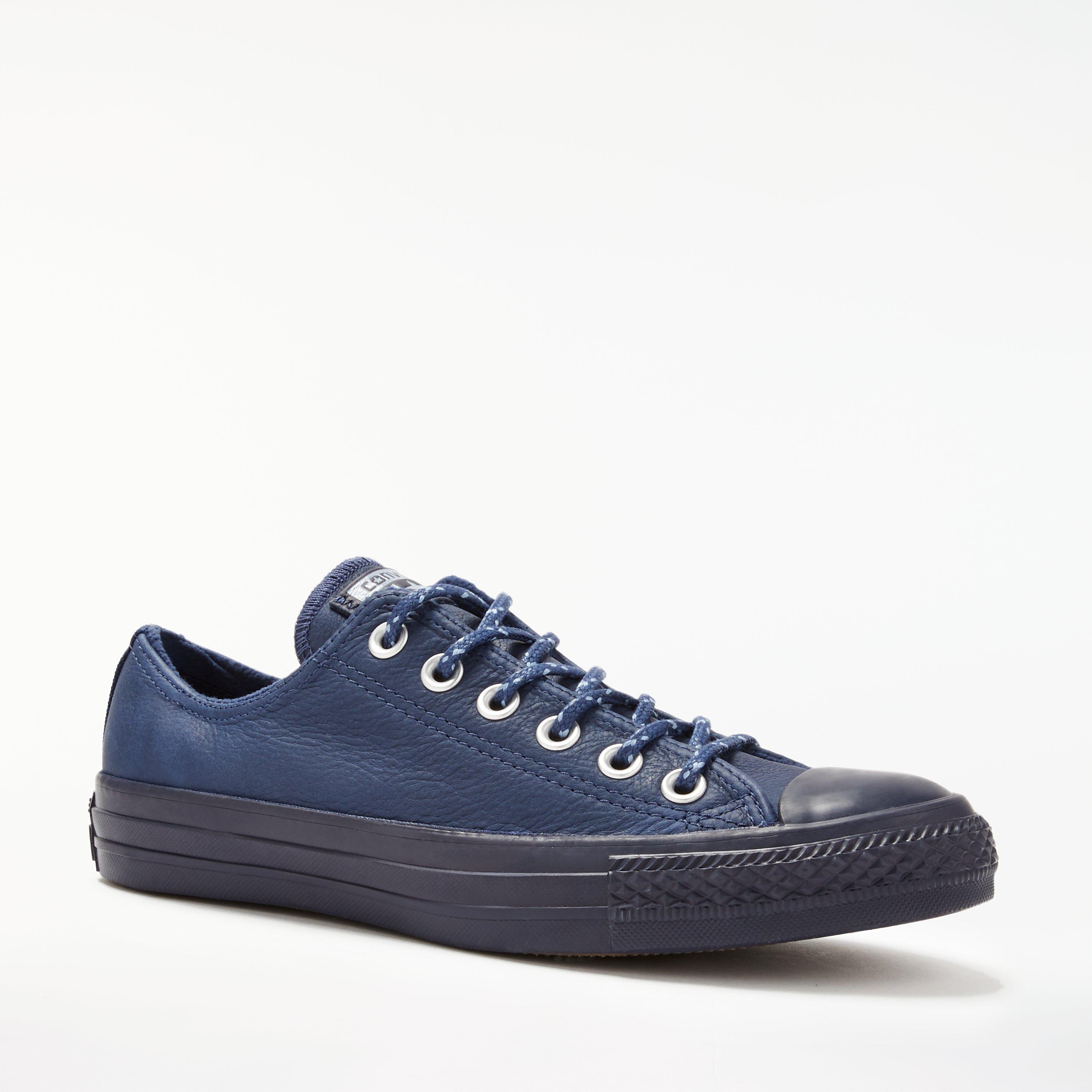 Navy leather converse online