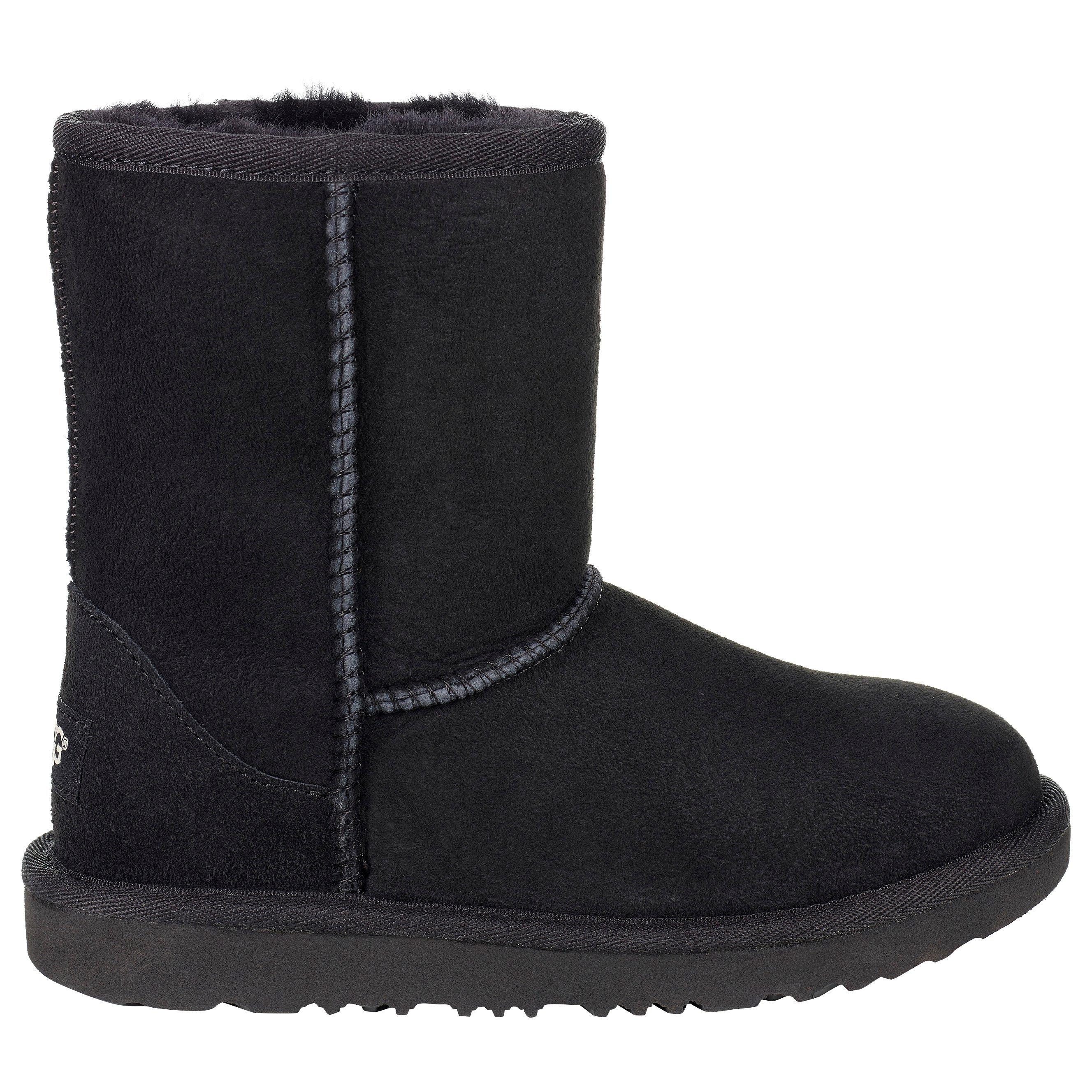 UGG Kids Classic Short II Sheepskin Boots Black 12 Jnr