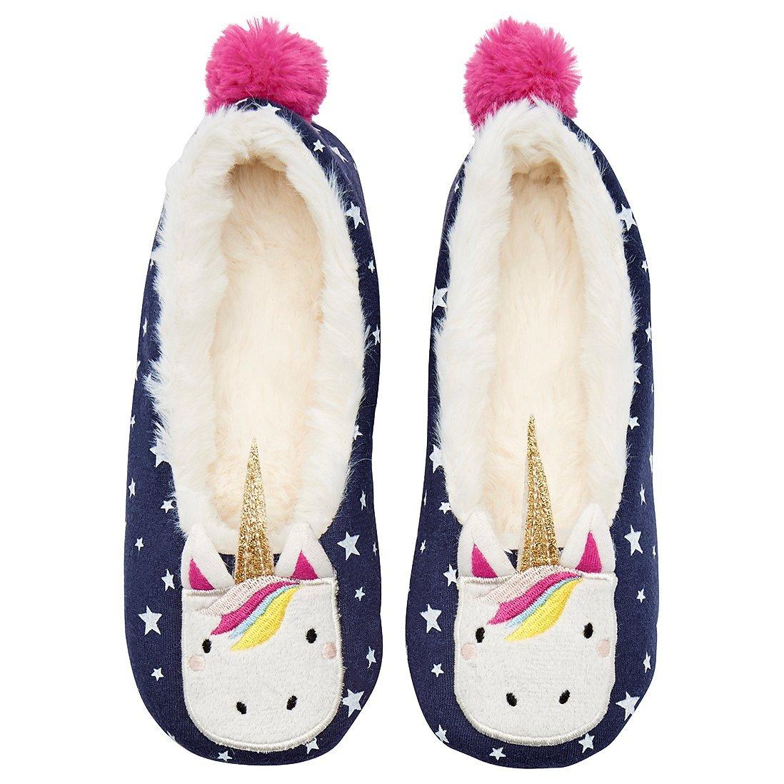 Joules Children's Character Dreama Unicorn Slippers, Navy