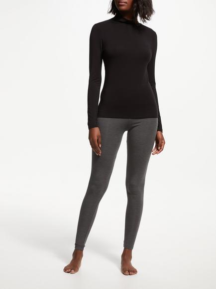 John Lewis Heat Generating Long Sleeve Roll Neck Thermal Top, Black