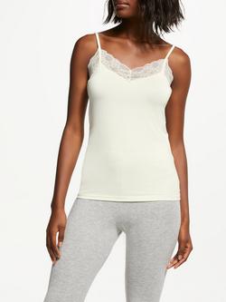 John Lewis Heat Generating Lace Trim Thermal Vest, Ivory