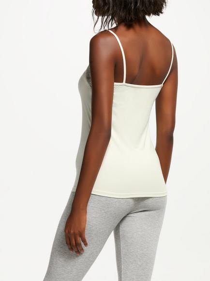 John Lewis Heat Generating Lace Trim Thermal Vest - view 2, Ivory