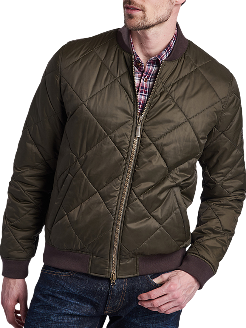 Barbour International Steve McQueen Bomber Quilted Jacket Green