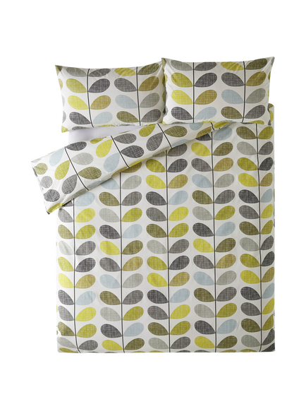 Orla Kiely Scribble Stem 200 Thread Count Cotton Bedding, Duck Egg/Sea Grass - view 2, Duck Egg/Sea Grass