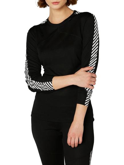 Helly Hansen Lifa Stripe Base Layer Crew Top, Black