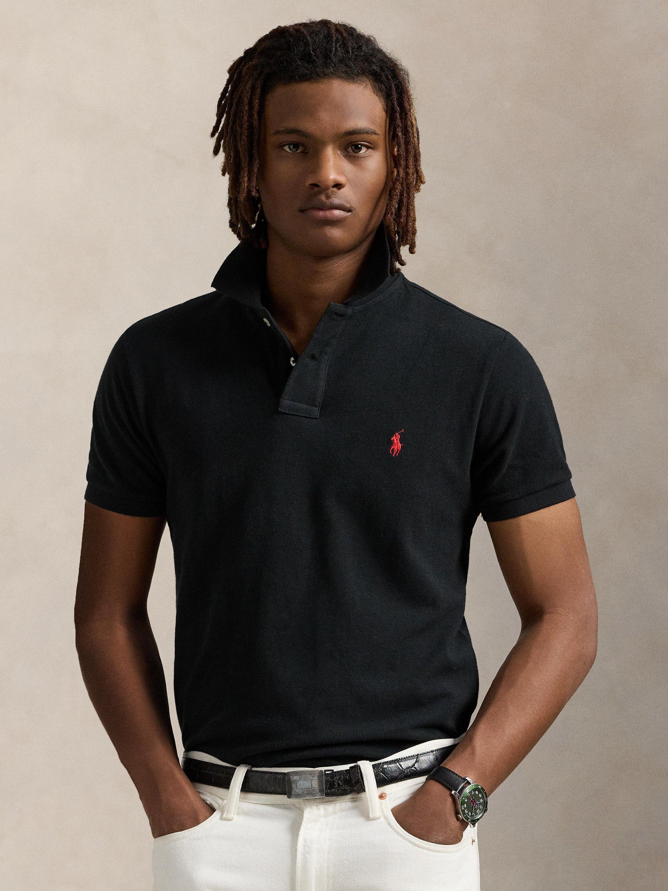 Product image 1 of 5, which shows Polo Ralph Lauren Custom Slim Polo Shirt, Polo Black, S