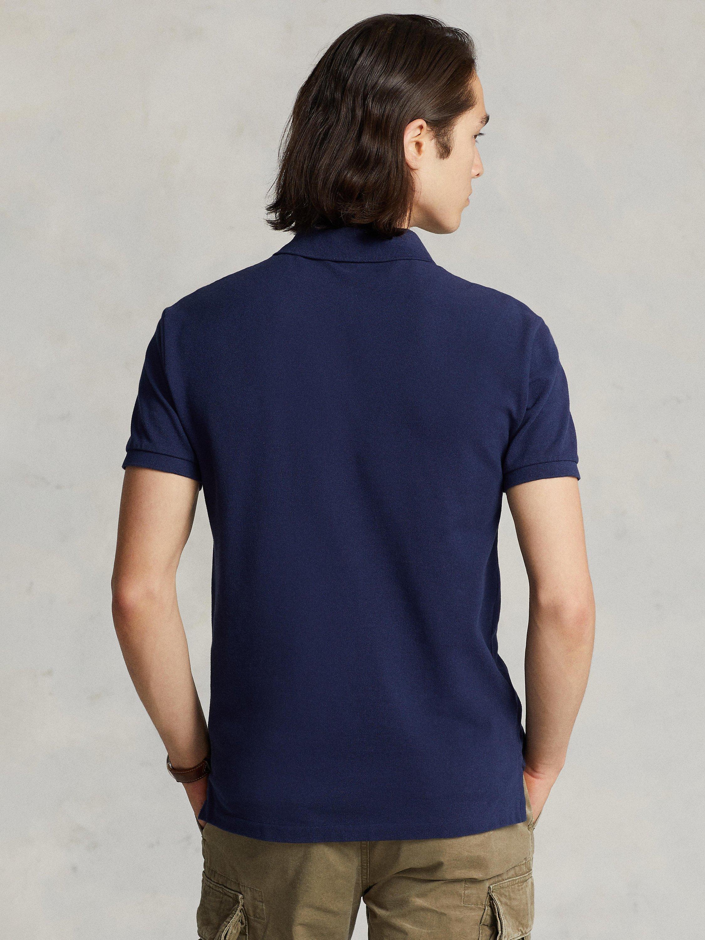 Product image 2 of 5, which shows Polo Ralph Lauren Slim Fit Mesh Polo Shirt, Newport Navy, S