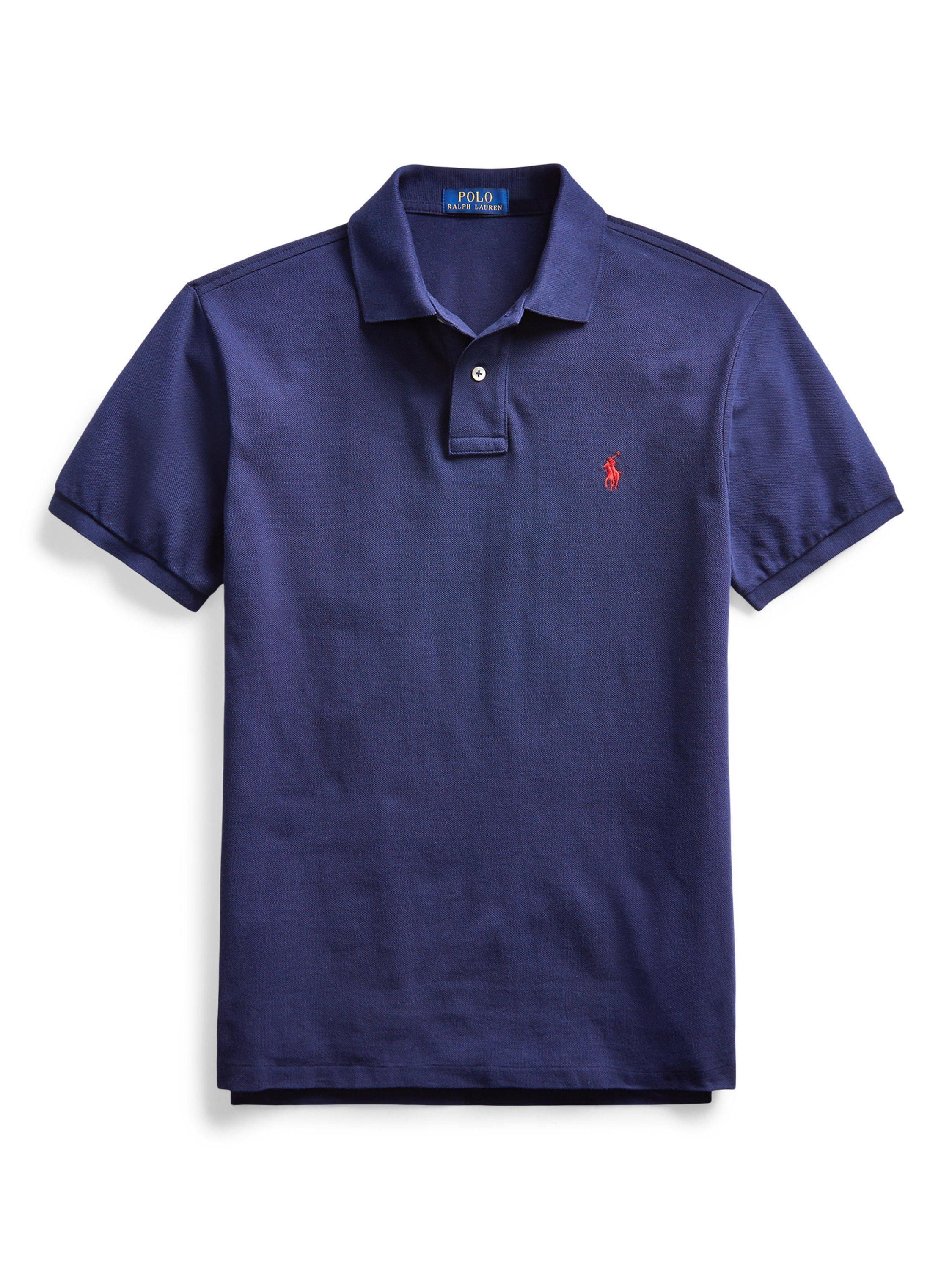 Product image 5 of 5, which shows Polo Ralph Lauren Slim Fit Mesh Polo Shirt, Newport Navy, S