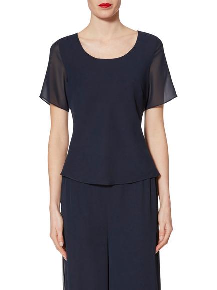 Gina Bacconi Triple Layer Chiffon Top, Navy