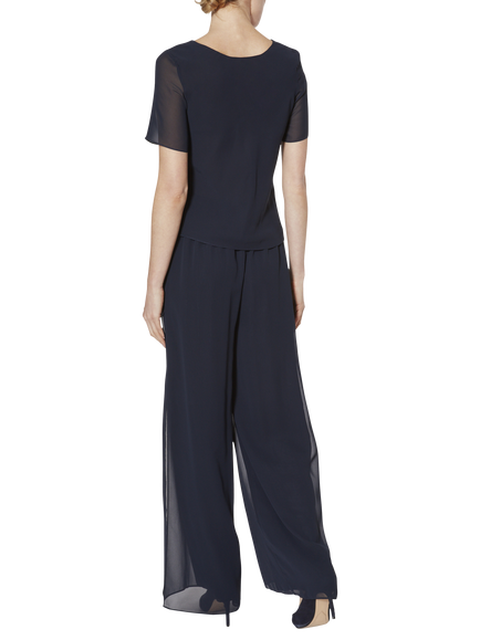 Gina Bacconi Triple Layer Chiffon Top - view 2, Navy