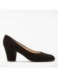 John Lewis Alma Block Heel Court Shoes, Black Suede