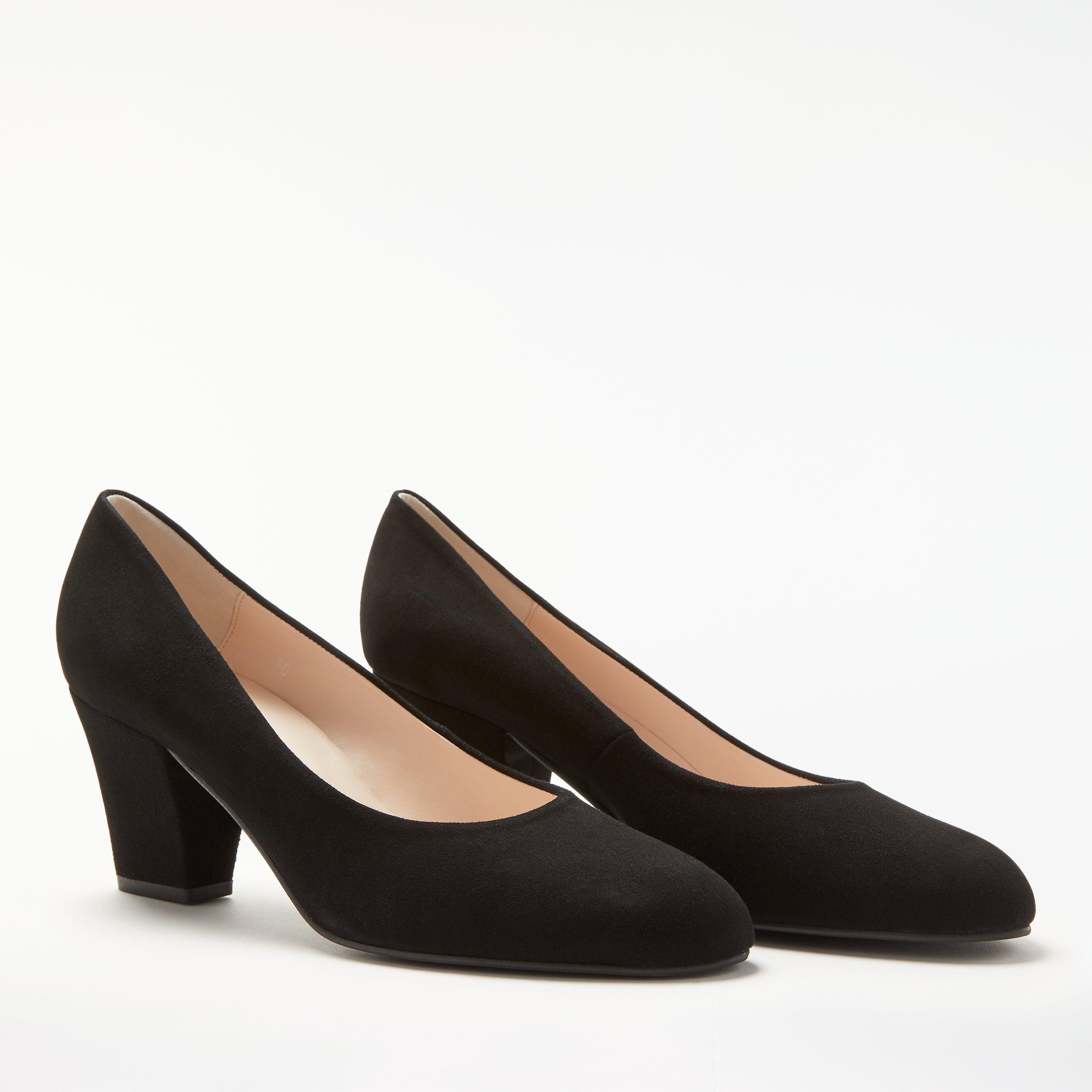 Product image 3 of 5, which shows John Lewis Alma Block Heel Court Shoes, Black Suede, 3