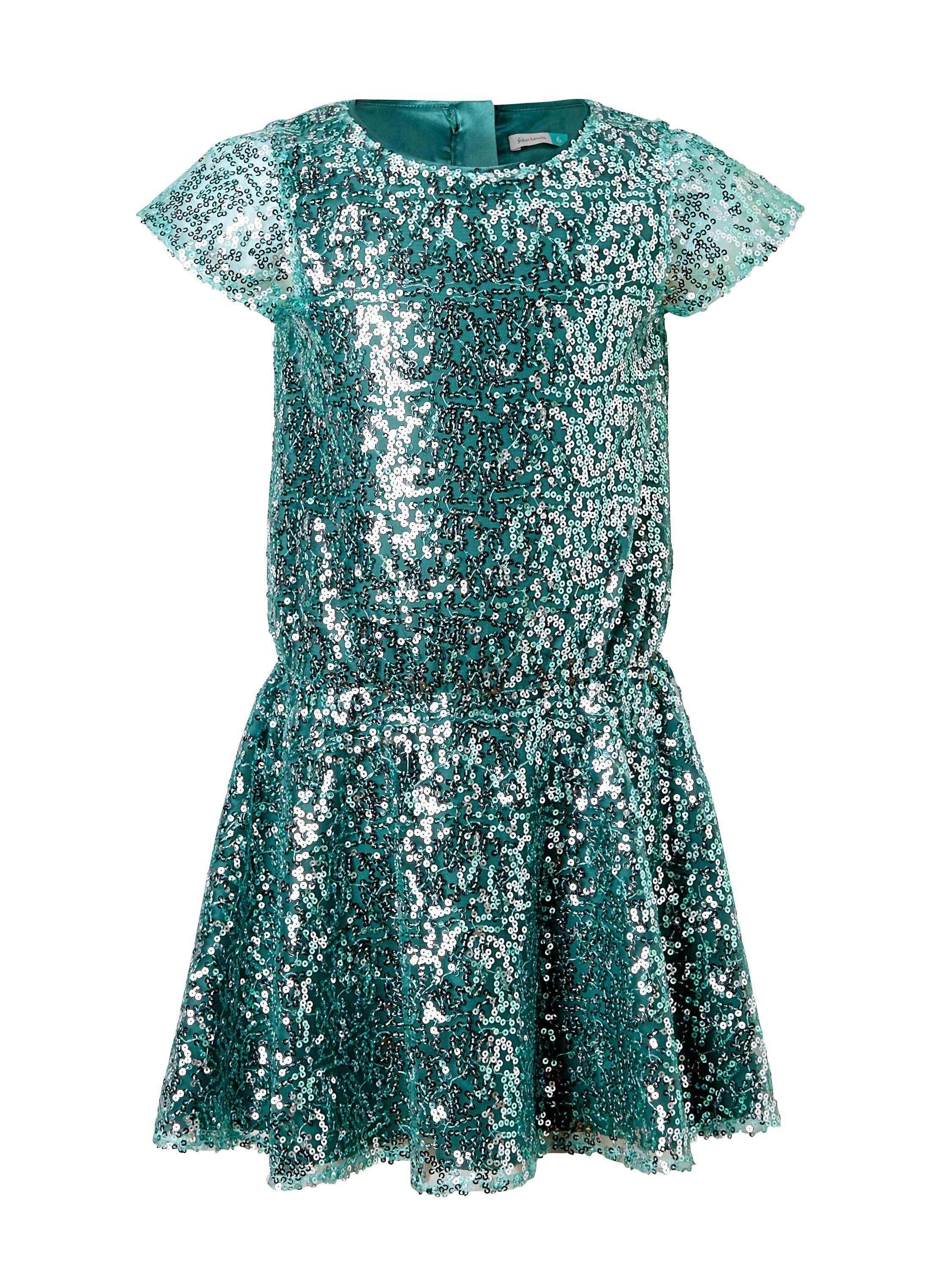 John Lewis Partners Girls All Over Sequin Dress Green