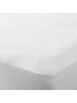John Lewis Quilted Microfibre Mattress Protector, White