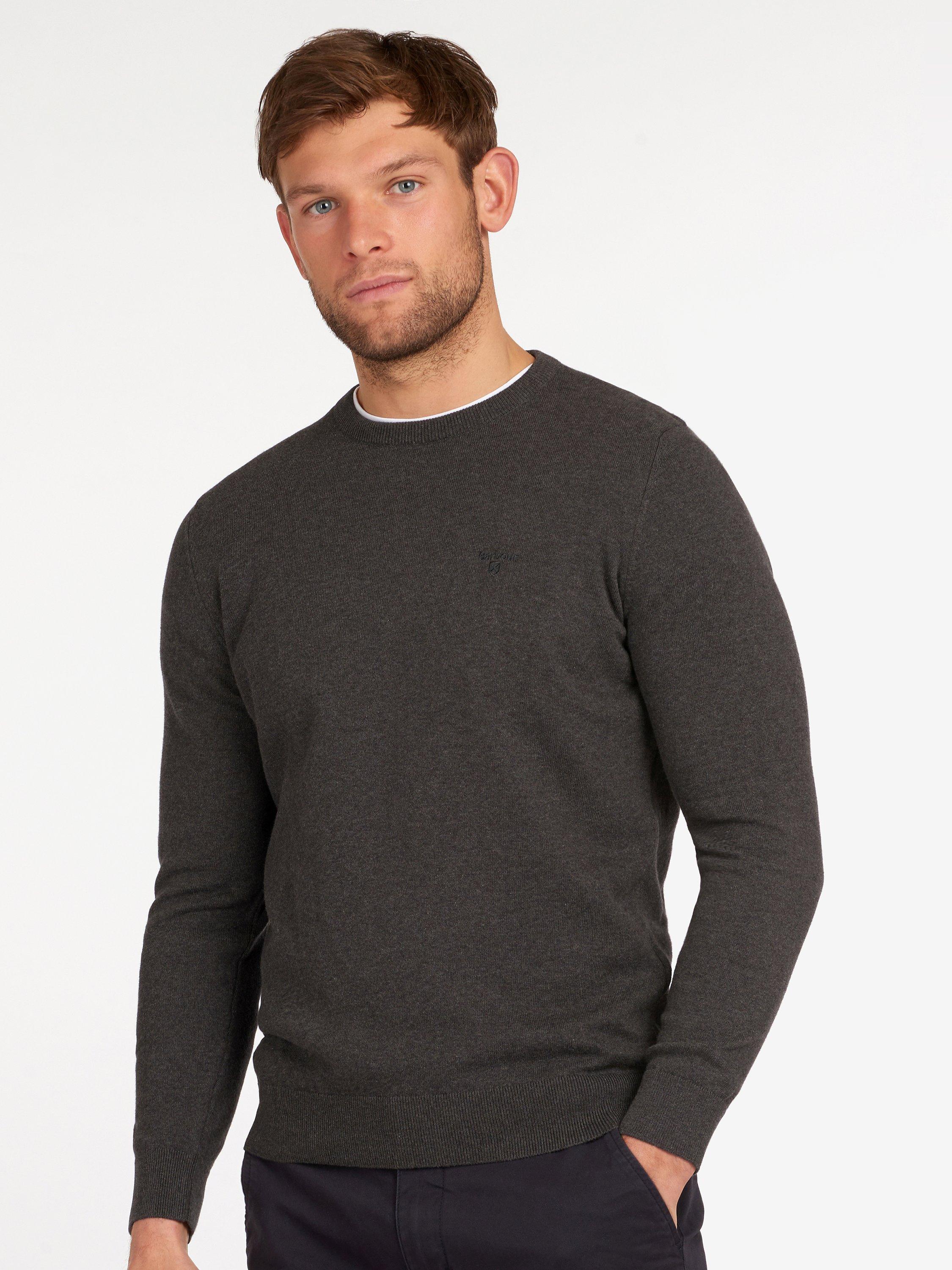 Barbour Pima Cotton Crew Neck Jumper Charcoal