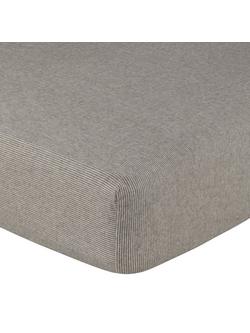 John Lewis Euan Stripe Brushed Cotton Fitted Sheet, Slate