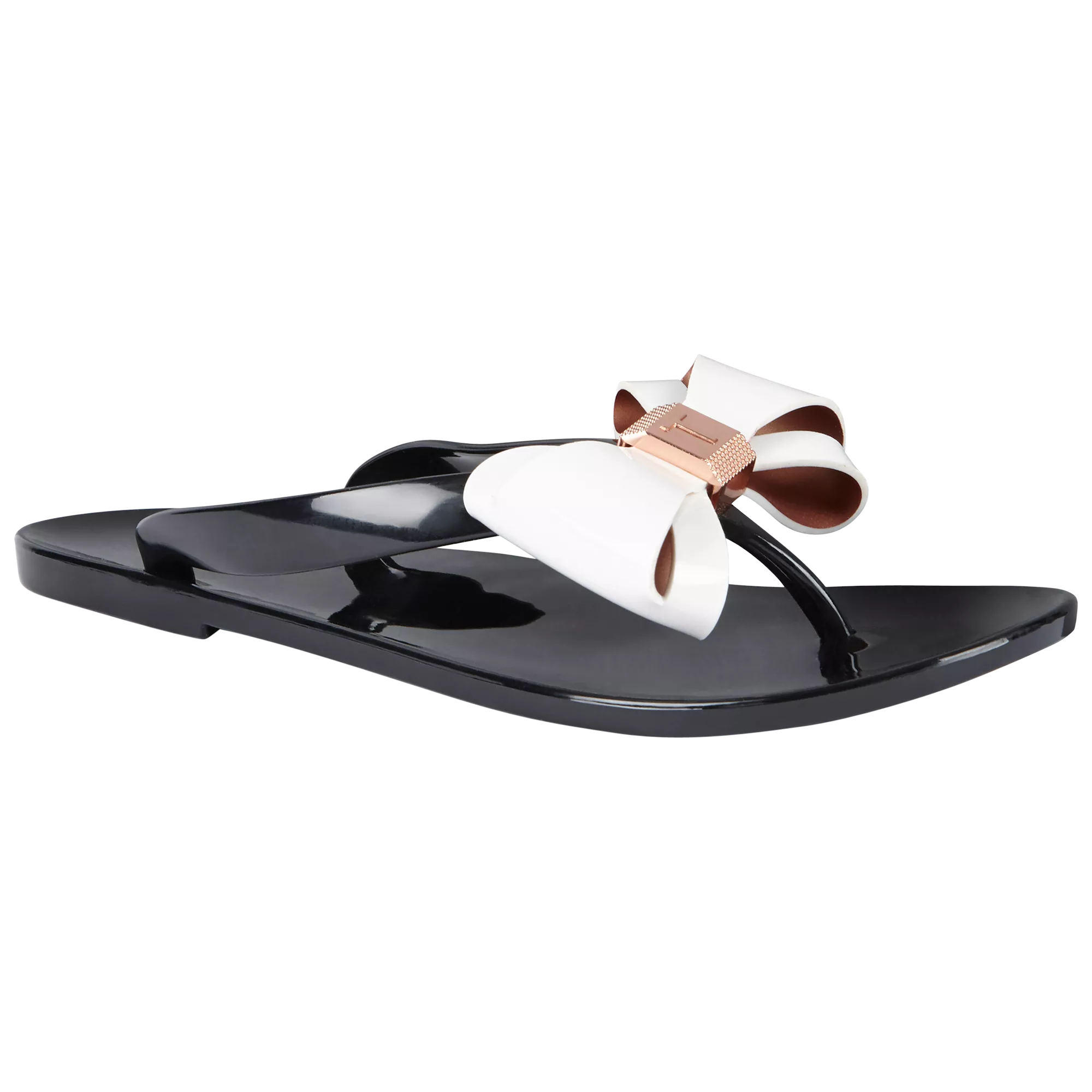 Ted Baker Rafeek Bow Flip Flops Black Cream